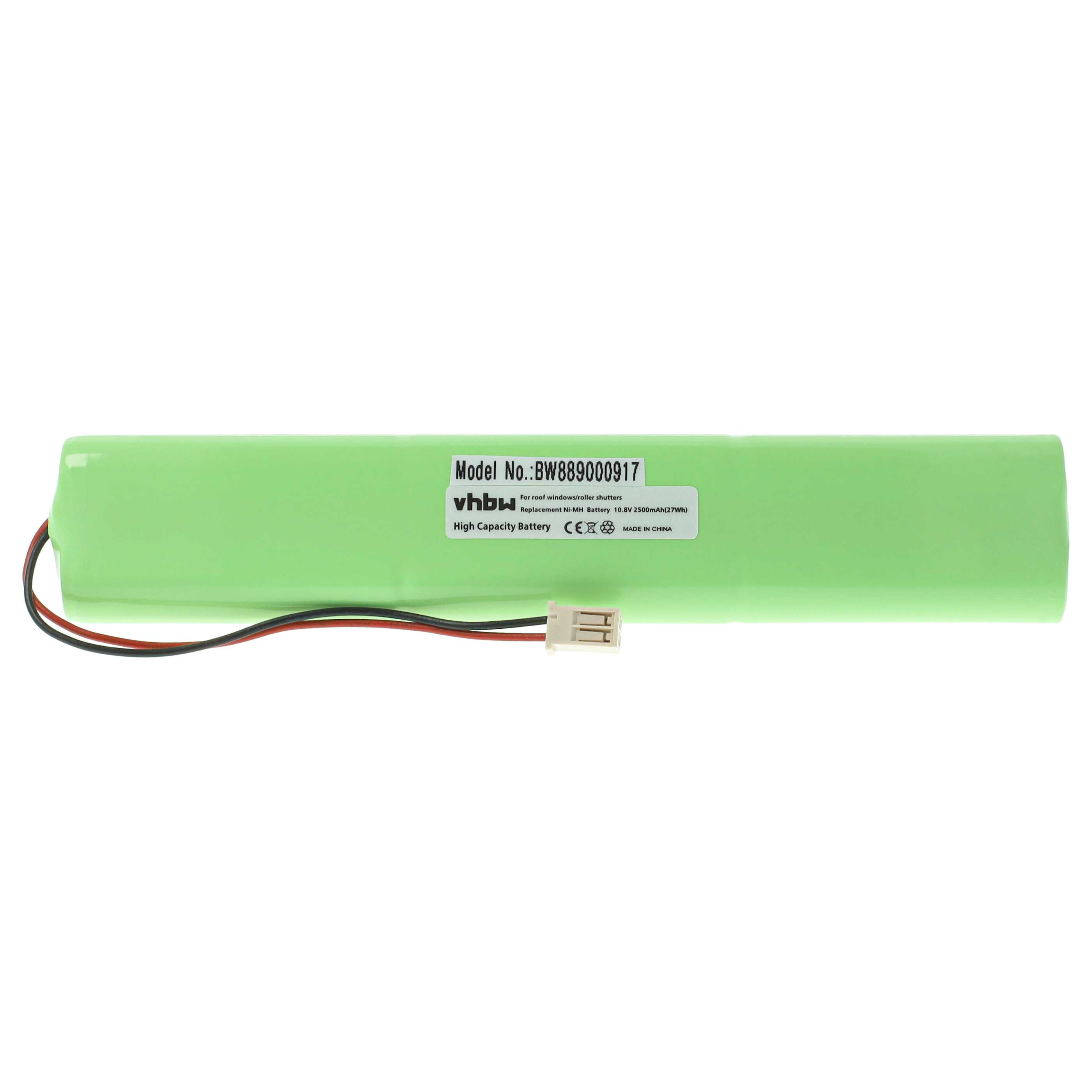 2x Batería reemplaza Velux 946930, 946933 para persiana claraboya (2500 mAh, 10,8 V, NiMH, con cable)