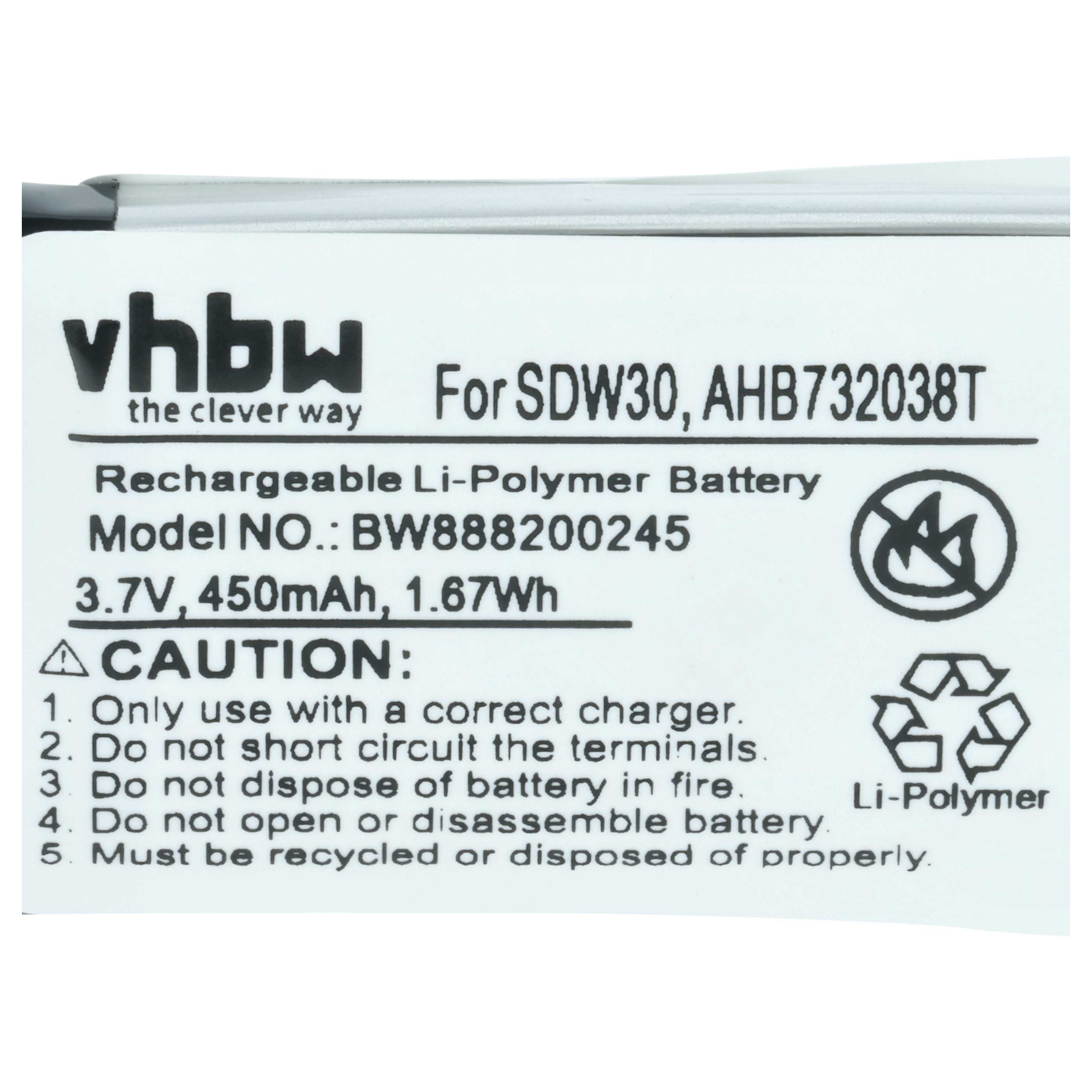 Akumulator do słuchawek bezprzewodowych zamiennik Sennheiser AHB732038T - 450 mAh 3,7 V LiPo