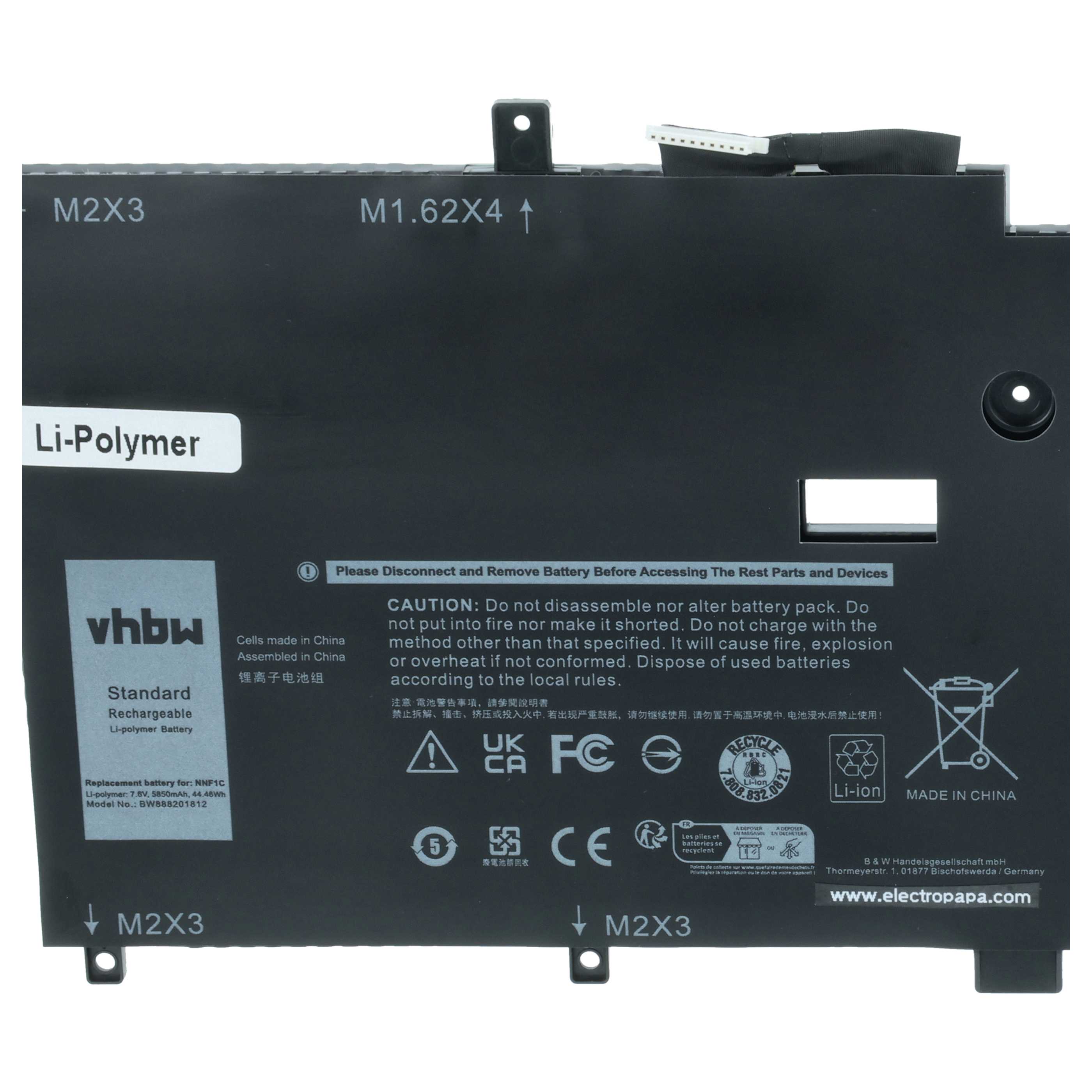 Akumulator do laptopa zamiennik Dell 0NNF1C, 0HMPFH, P71G001, NP0V3, NNF1C, HMPFH - 5850 mAh 7,6 V LiPo