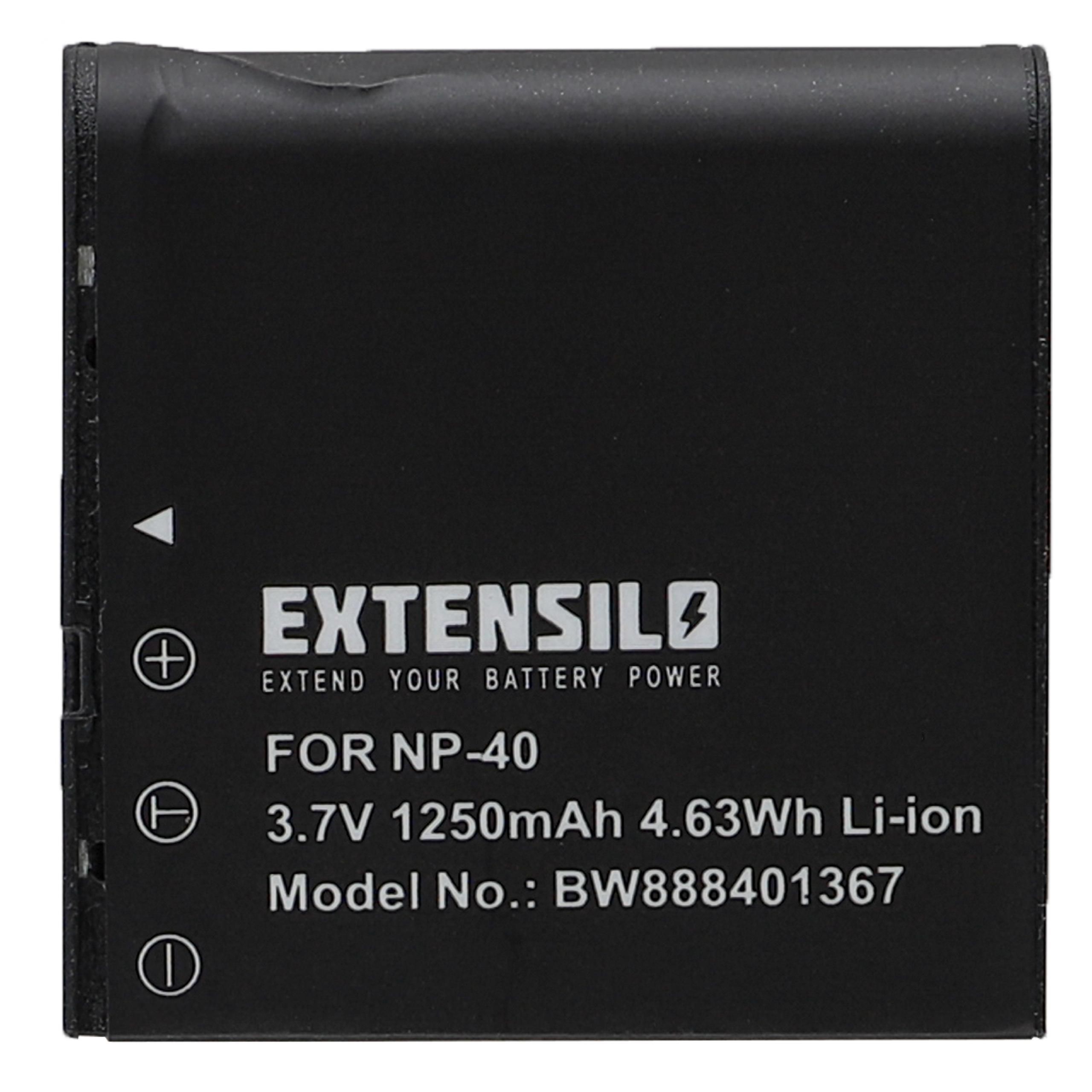 Batterie remplace BenQ NP-40DBA, NP-40, NP-40DCA pour appareil photo - 1250mAh 3,7V Li-ion
