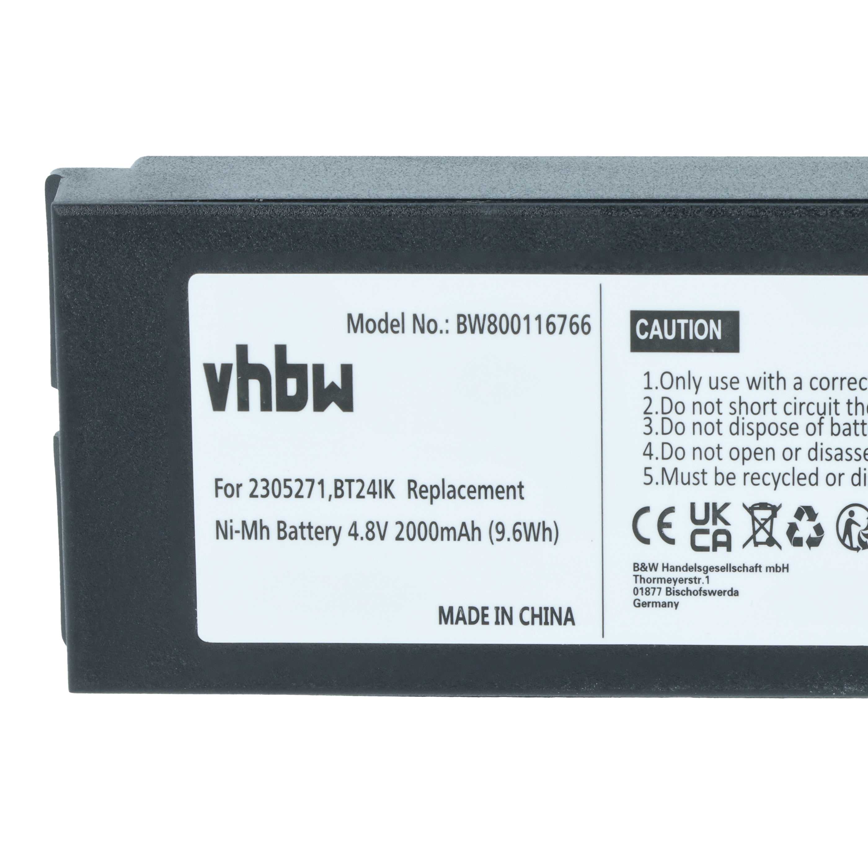 Battery (5 Piece) as Replacement for Danfoss 2305271, BT24IK Remote Control - 2000 mAh 4.8 V NiMH