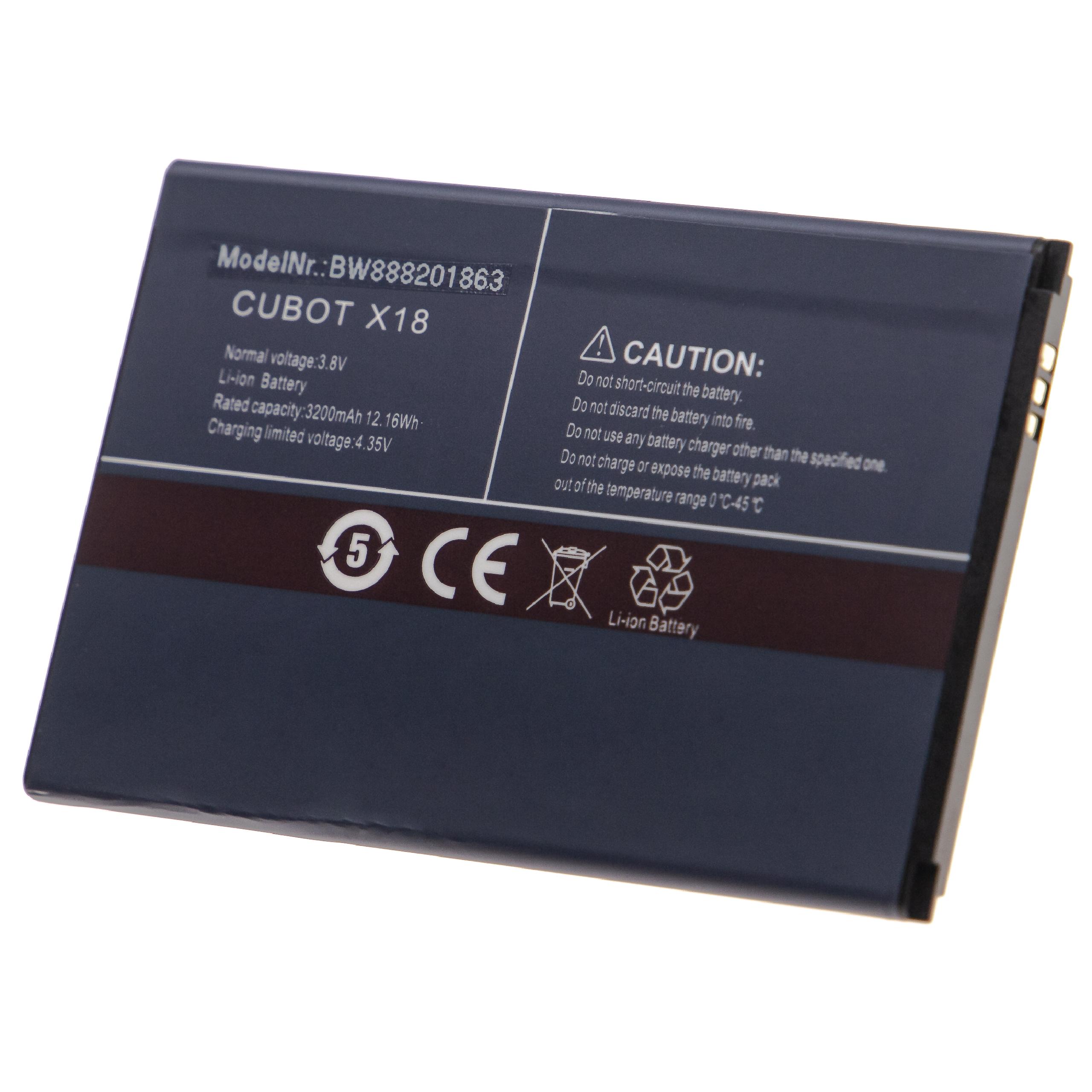 Mobile Phone Battery for Cubot X18 - 3200mAh 3.8V Li-Ion