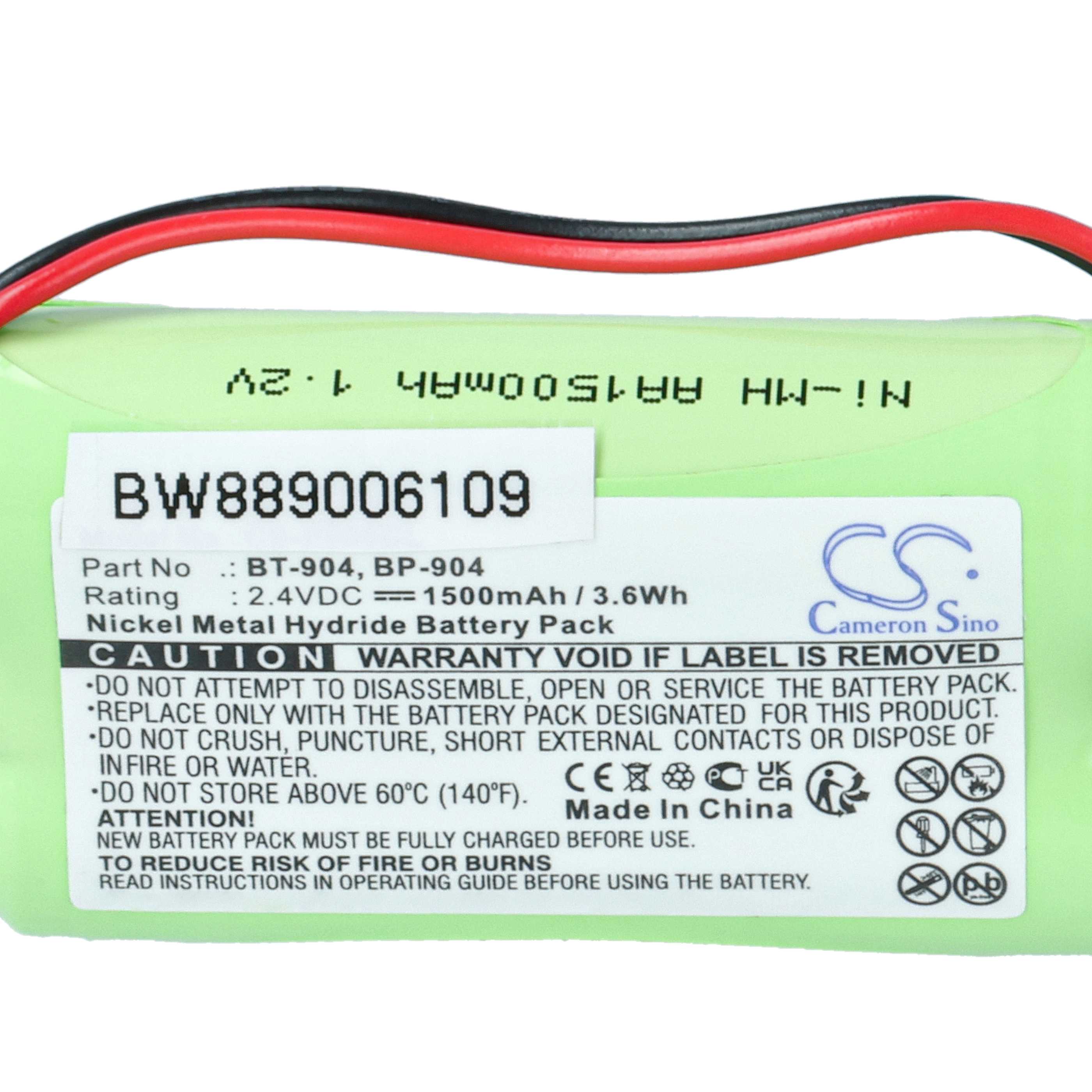 2x Batteries remplace Memorex BP-904, BT-904 pour téléphone GP - 1500mAh 2,4V NiMH