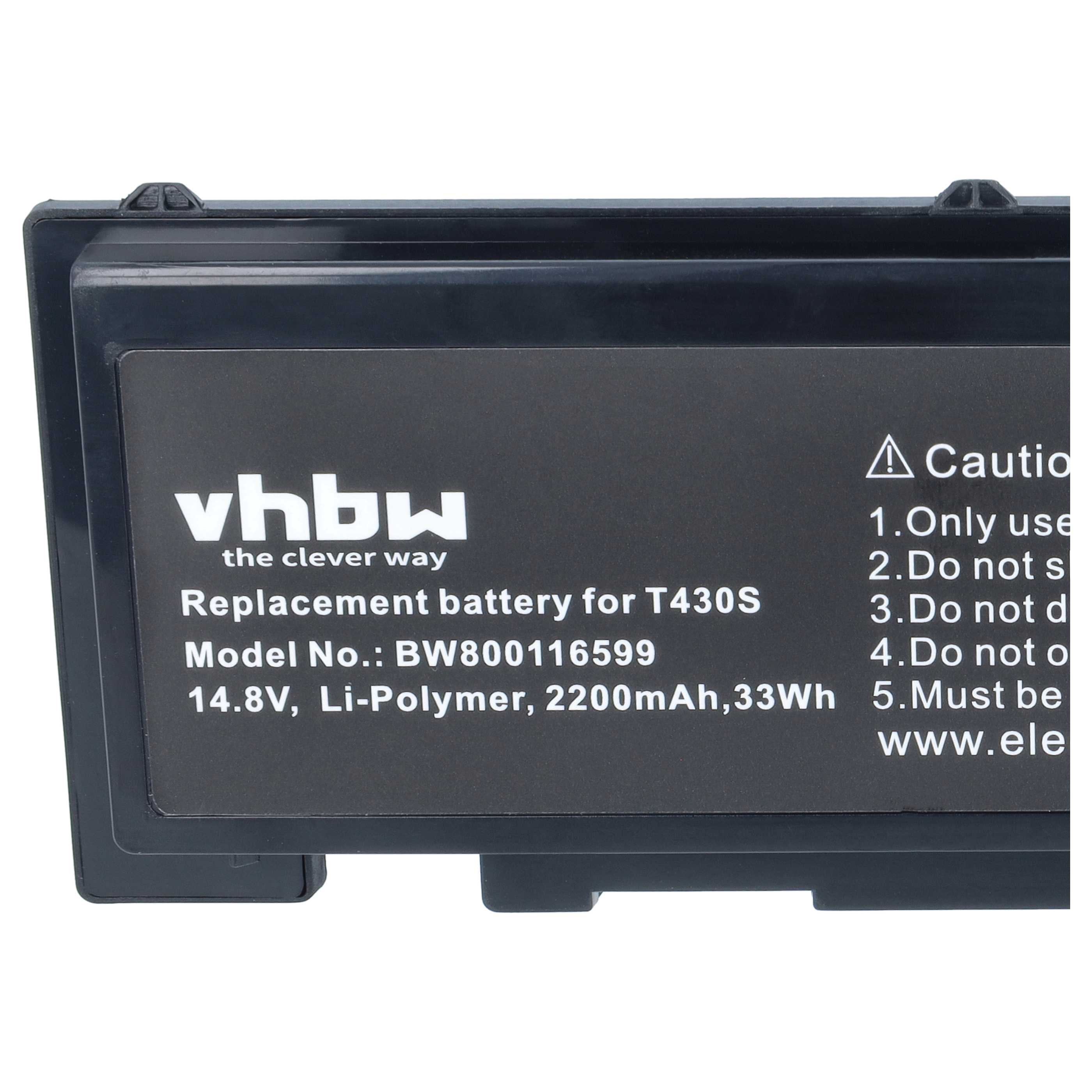 Notebook Battery replaces Lenovo 0A36309, 0A36287, 42T4845, 42T4846, 42T4844 - 2200 mAh 14.8 V Li-Ion, black