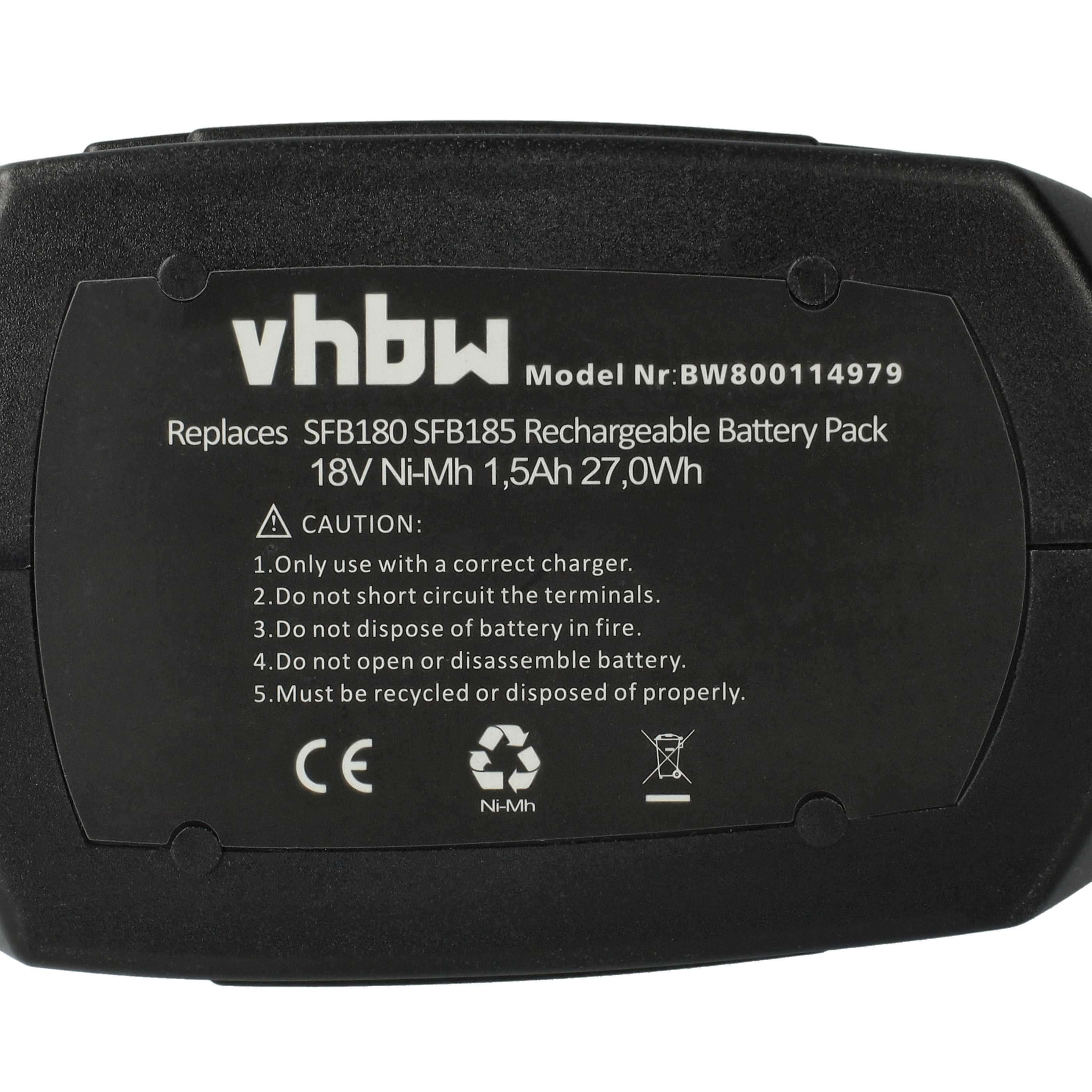 2x Battery replaces Hilti SFB180, SFB185 Electric Power Tool - 1500 mAh, 18 V, NiMH