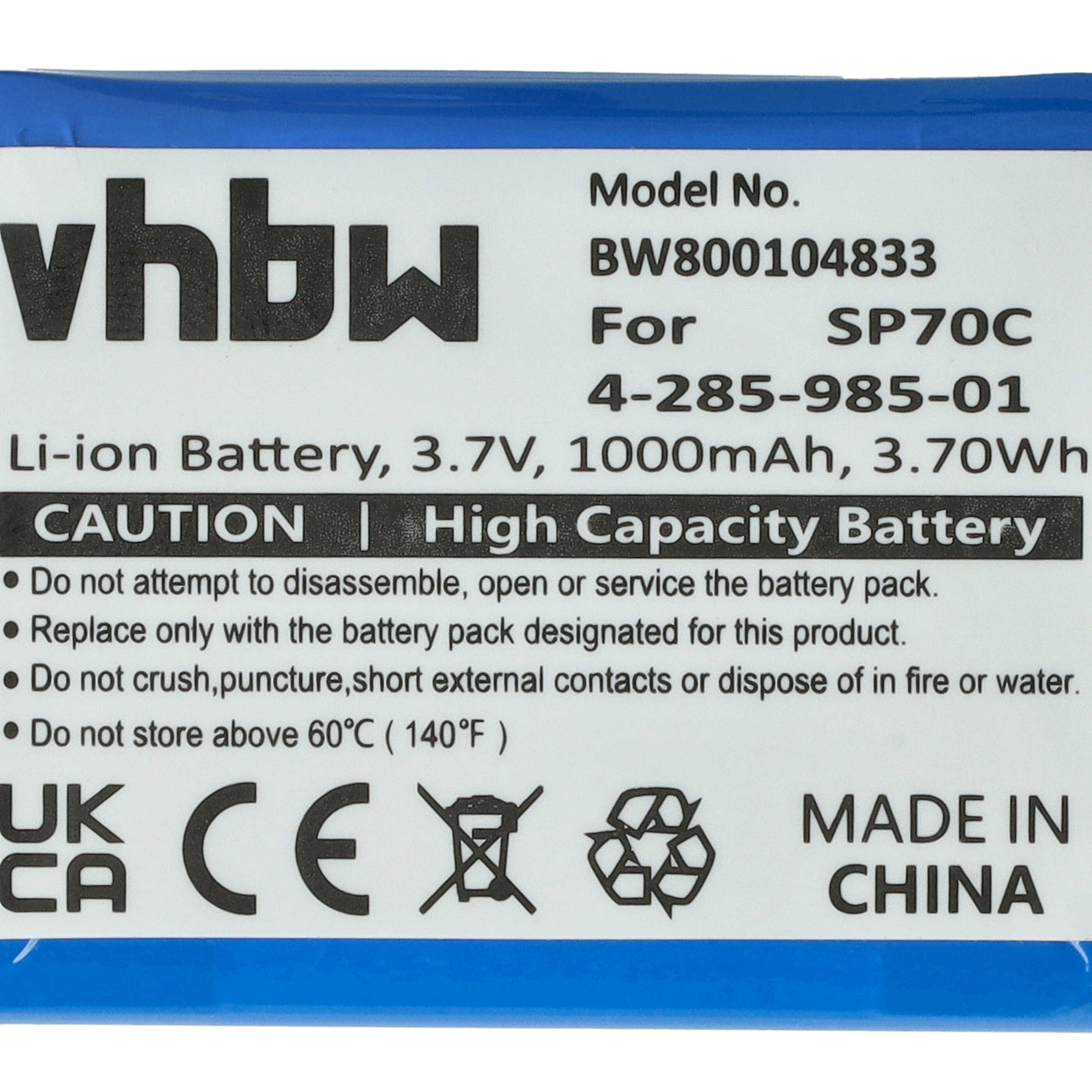 Batterie remplace Sony 4-285-985-01 remplace Sony 4-285-985-01 pour console de jeux - 1000mAh, 3,7V