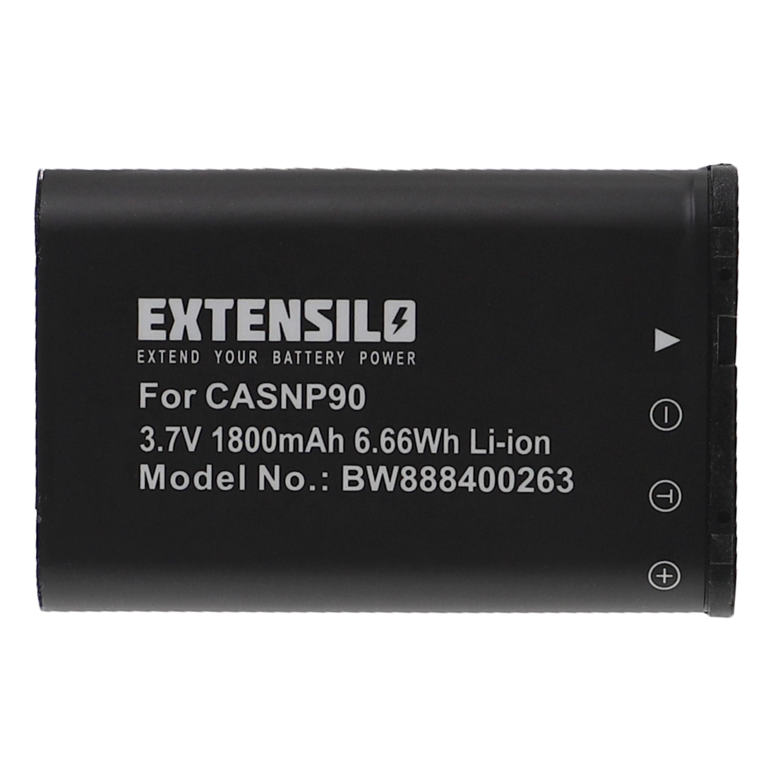 Battery replaces Casio NP-90DBA, NP-90 - 1800mAh, 3.7V, Li-Ion