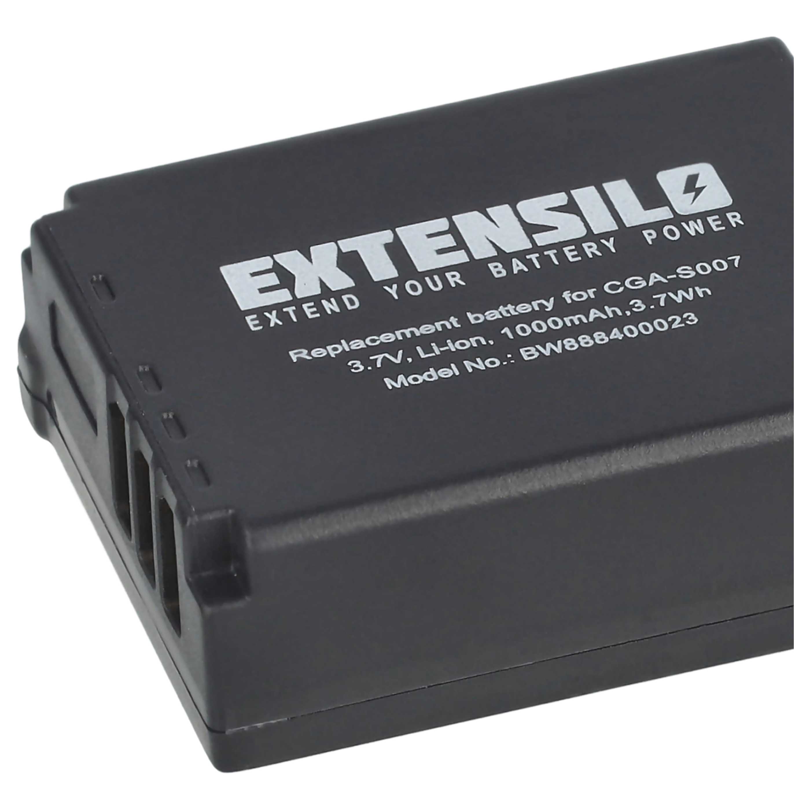 3x Batteria sostituisce Panasonic CGA-S007A/B, CGA-S007, CGA-S007A/1B per fotocamera - 1000mAh 3,7V Li-Ion