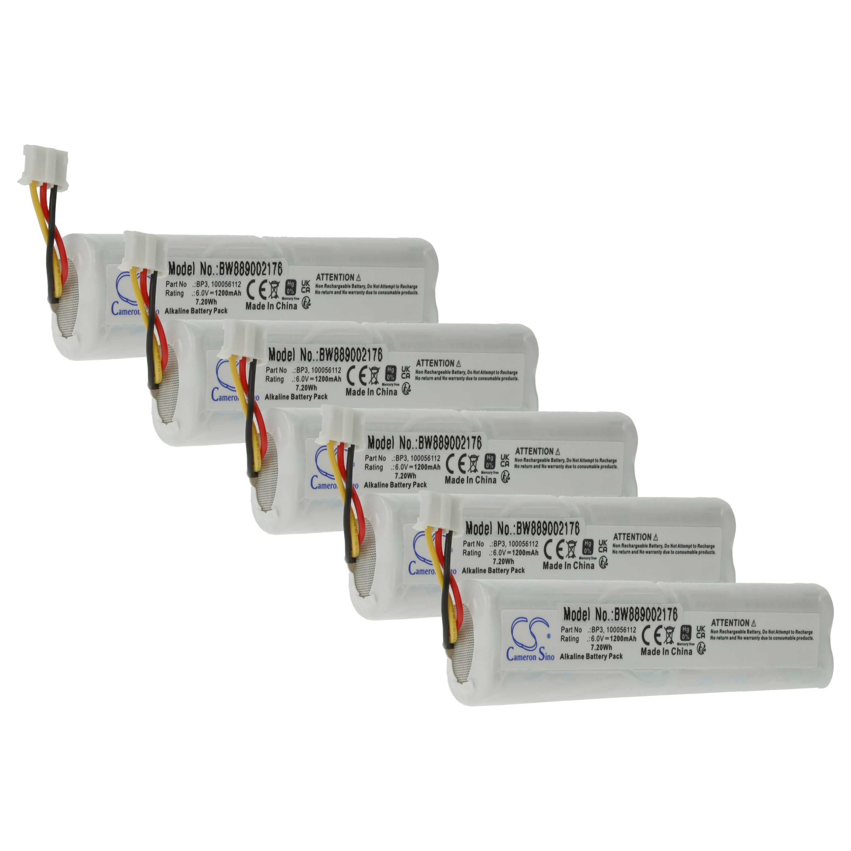 Alarmanlage-Batterie (5 Stück) als Ersatz für Telenot BP3, 100056112 für Telenot - 1200mAh 6V Alkaline