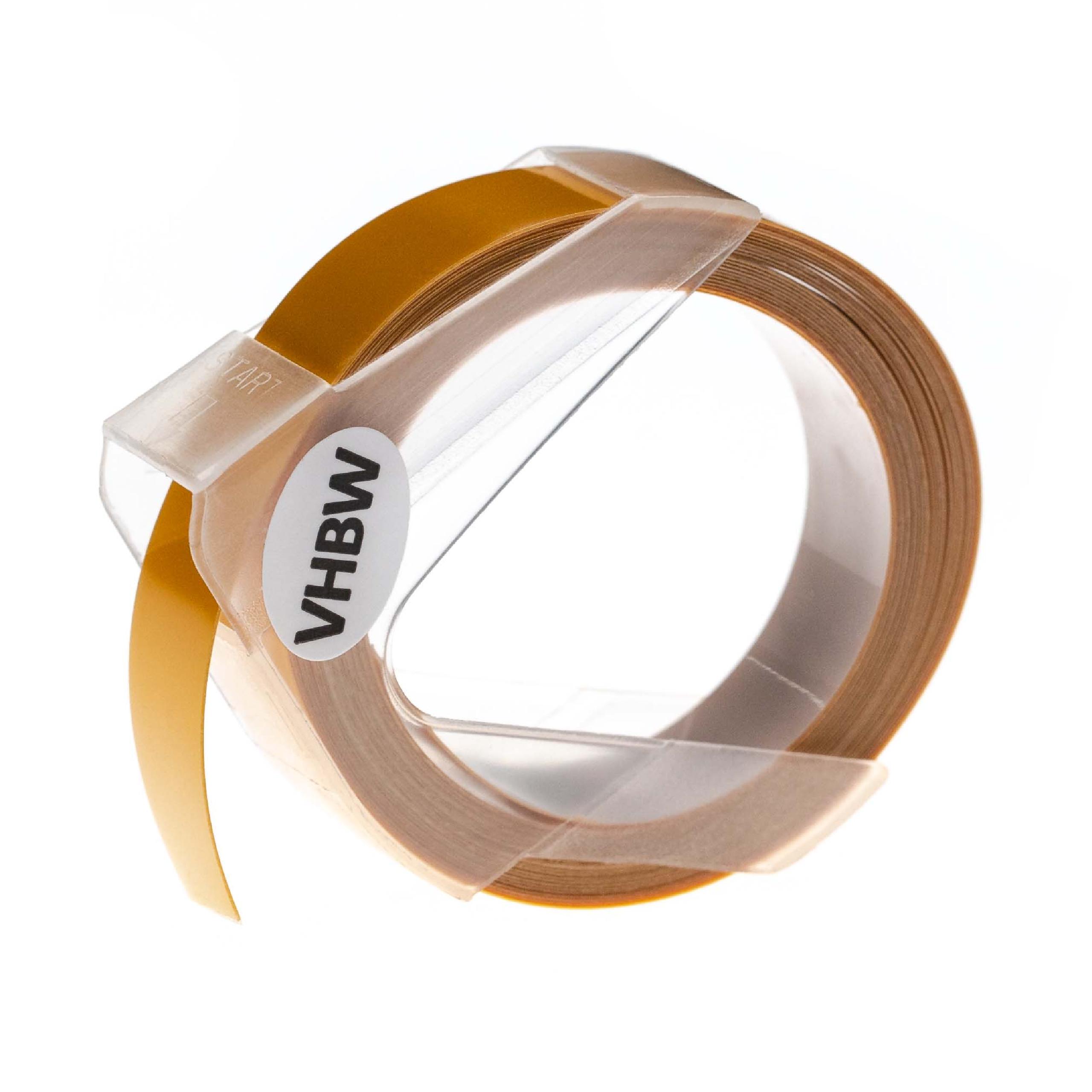 3D Embossing Label Tape as Replacement for Dymo 0898172 - 12 mm White to Dark Yellow