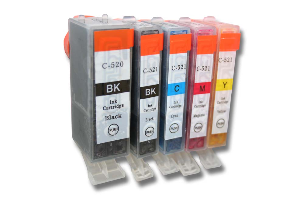 5x Set cartucce di inchiostro sostituisce Canon PGI-520BK per stampante - multicolore 63 ml + chip