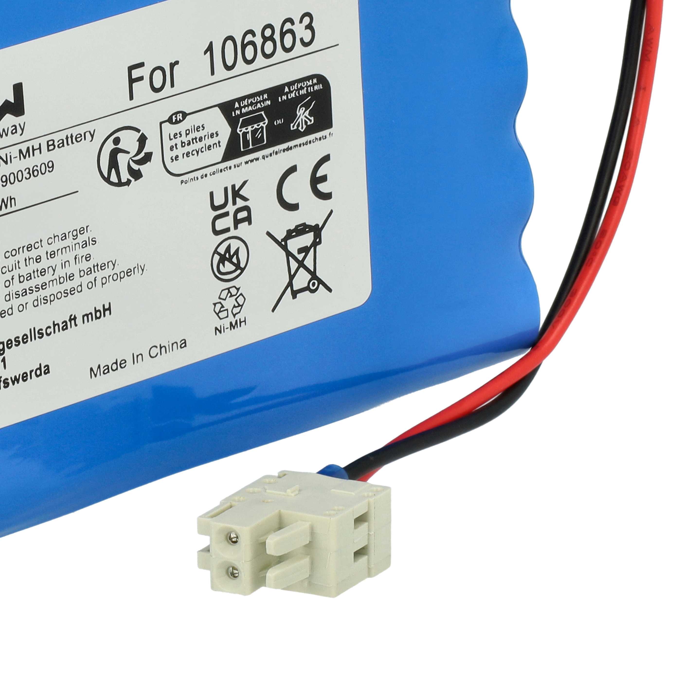 2x Batteries remplace Geze 25020, 106863, 20KR15/48 pour porte coulissante électrique Geze - 0,9Ah 24V NiMH