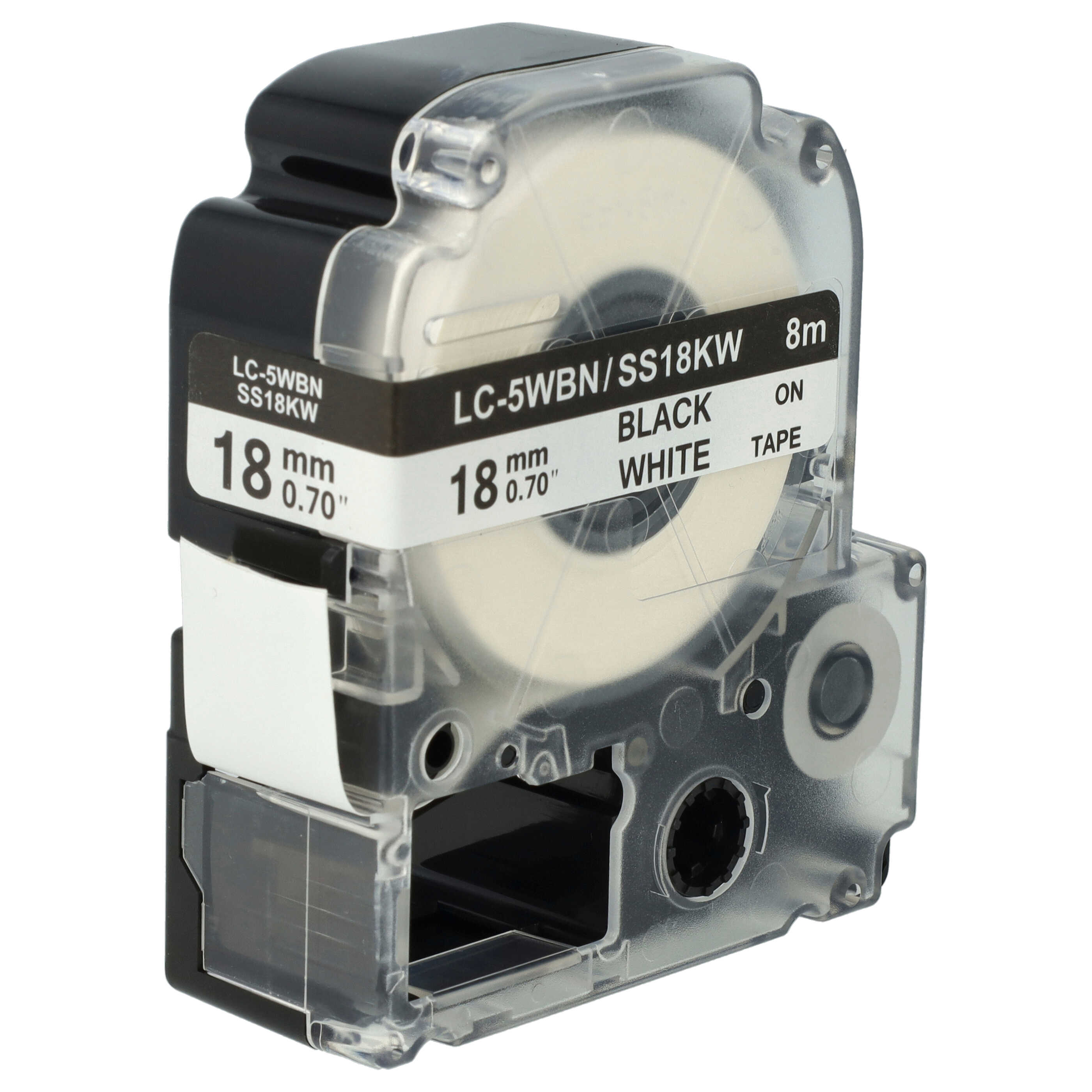 50x Label Tape replaces Epson LC-5WBN - 18 mm Black to White