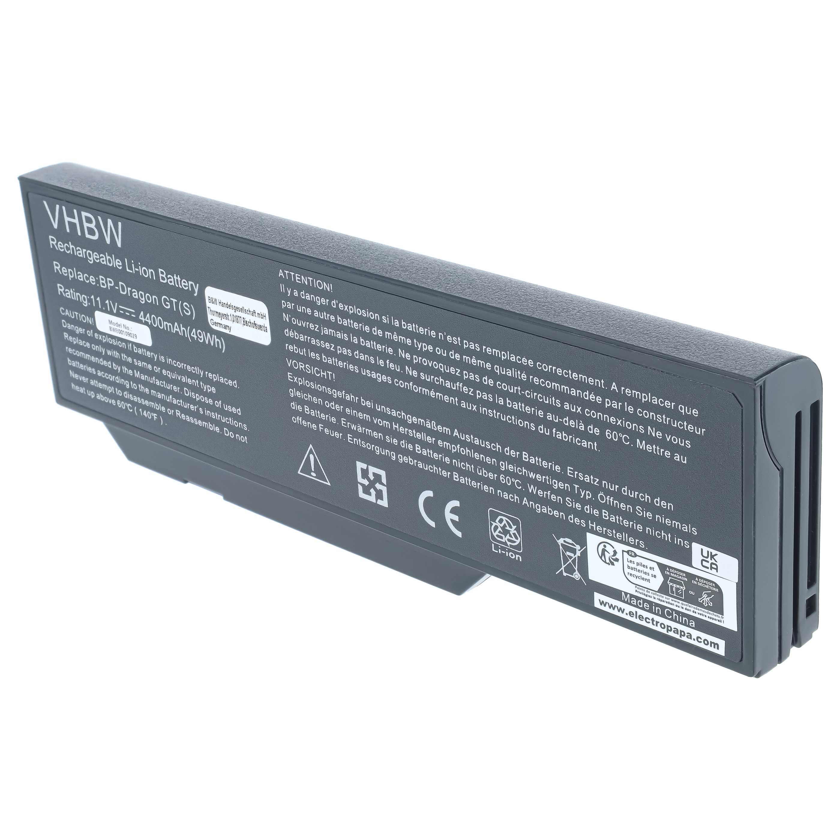 Notebook Battery replaces 40019327, 40020374, 441807800002, 441810400003 - 4400 mAh 11.1 V Li-Ion, black
