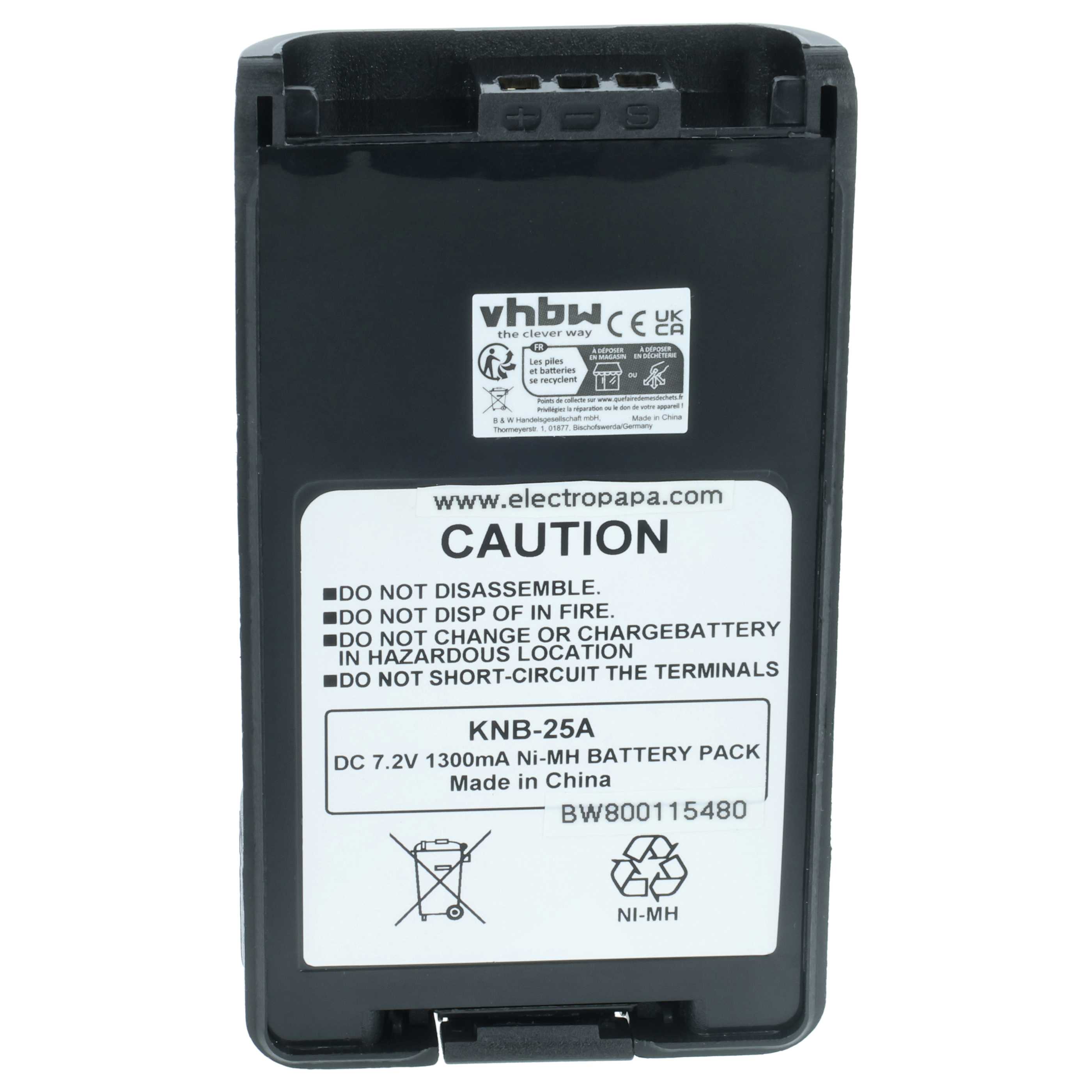 Batteria sostituisce Kenwood KNB-24L, KNB-24LX, KNB-24, KNB-24Li per dispositivo radio - 1300mAh 7,2V NiMH