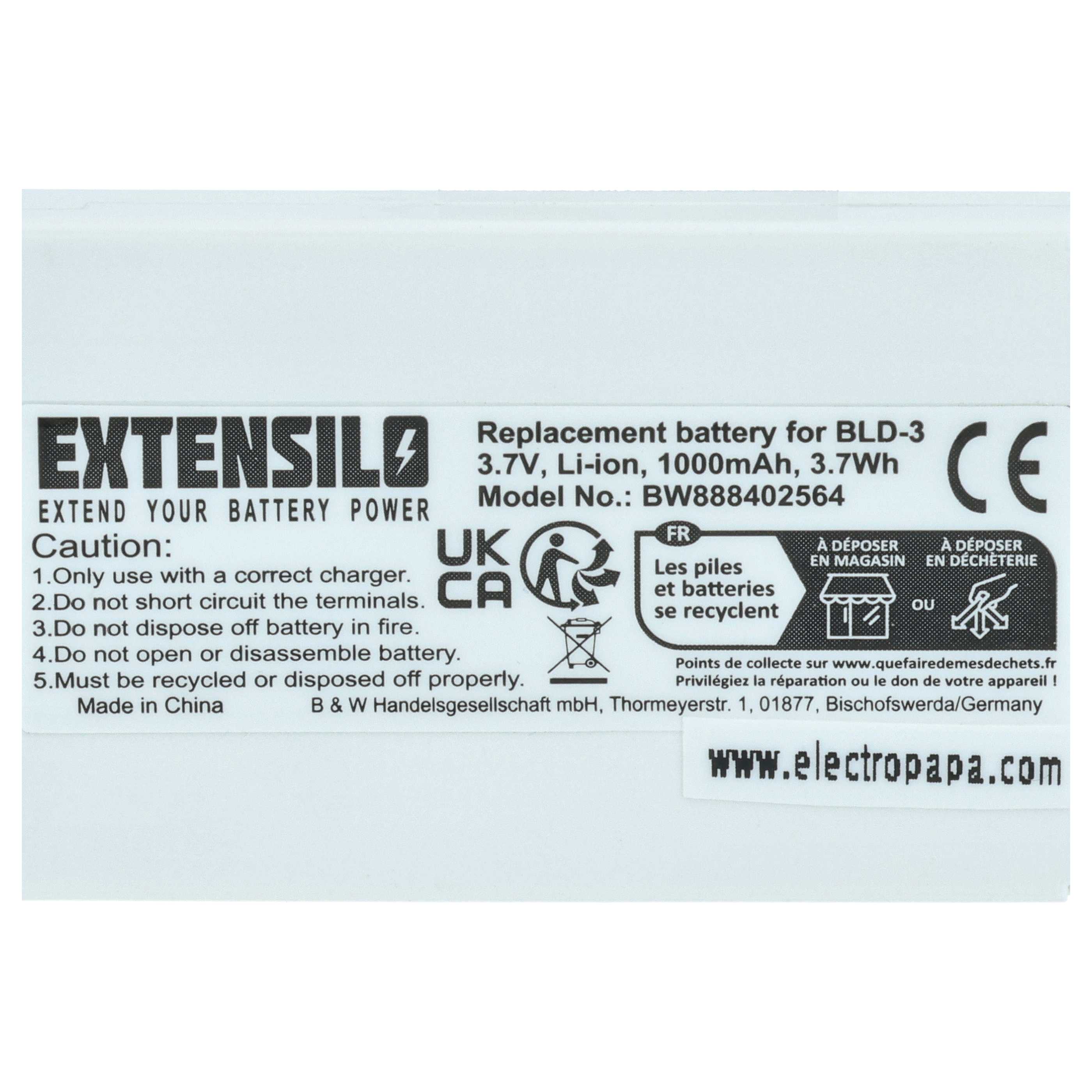 Batteria sostituisce Nokia BLD-3 per cellulare - 1000mAh 3,7V Li-Ion 