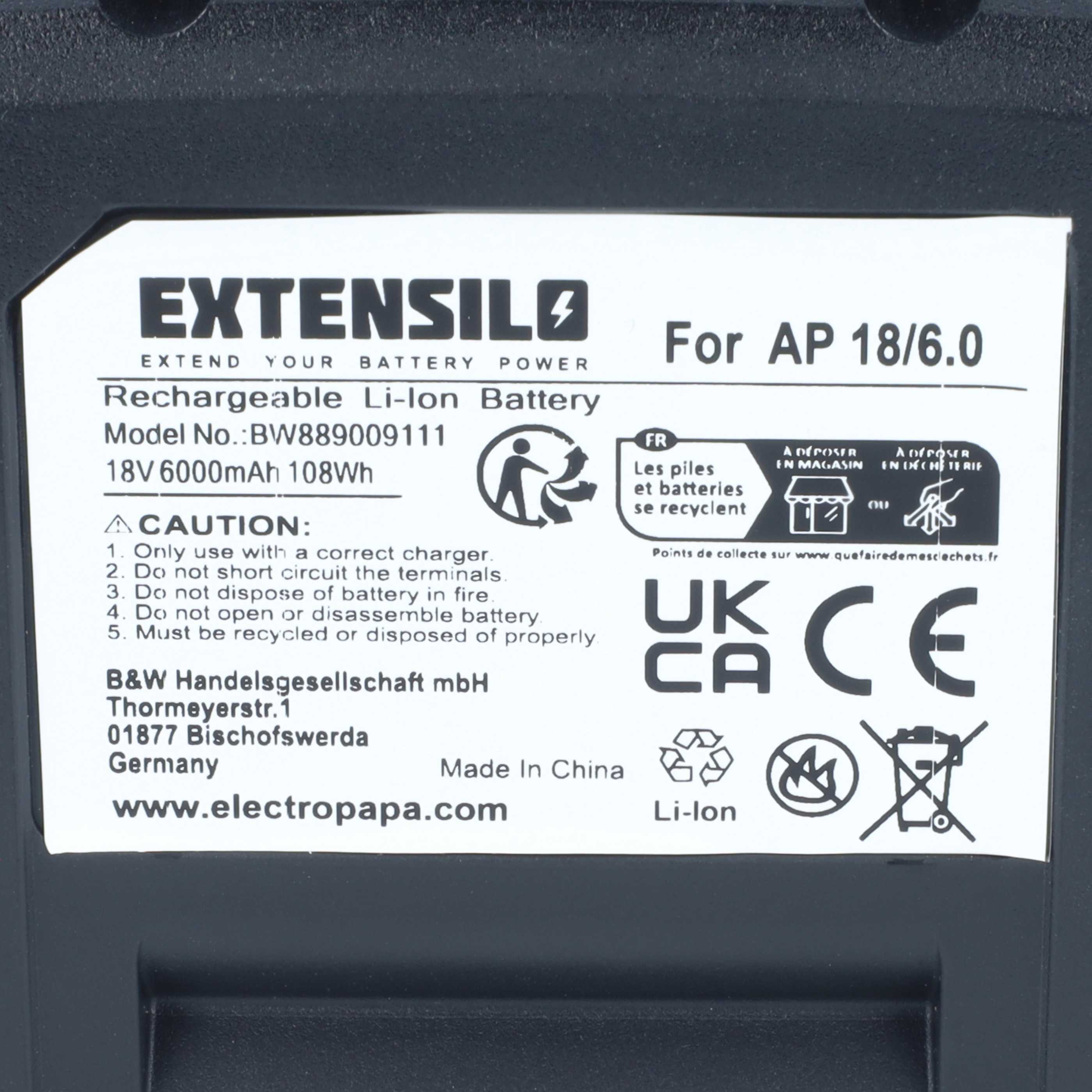 Akku (2x Stück) 18V passend für Flex AP18/6.0, BRE 50-F 18-EC C, BSE 50-F 18-EC C, CHE 2-26 18.0-EC, CHE 18.0-