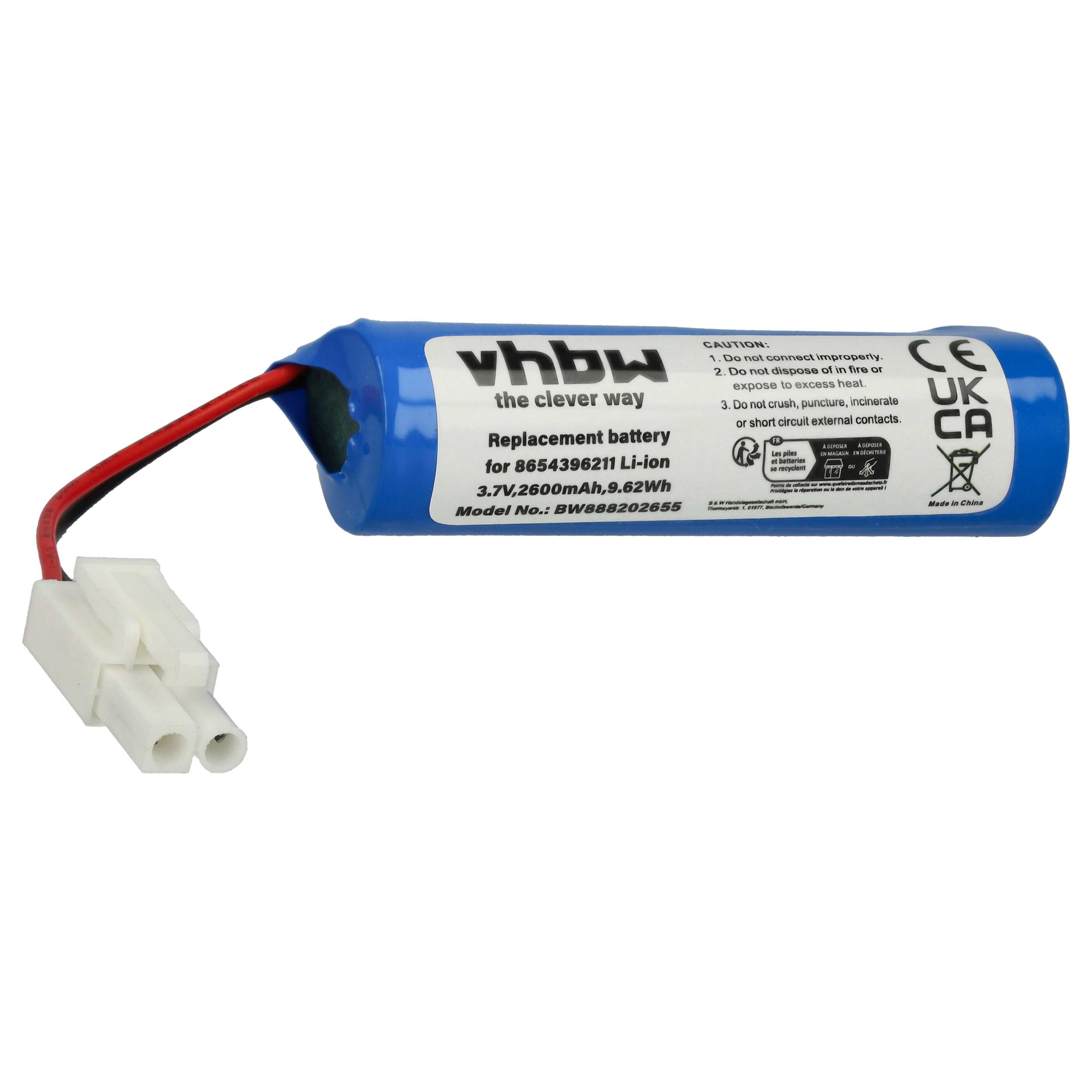 Battery replaces Vileda 8654396211 for Vileda 2600mAh, 3.7V, Li-Ion