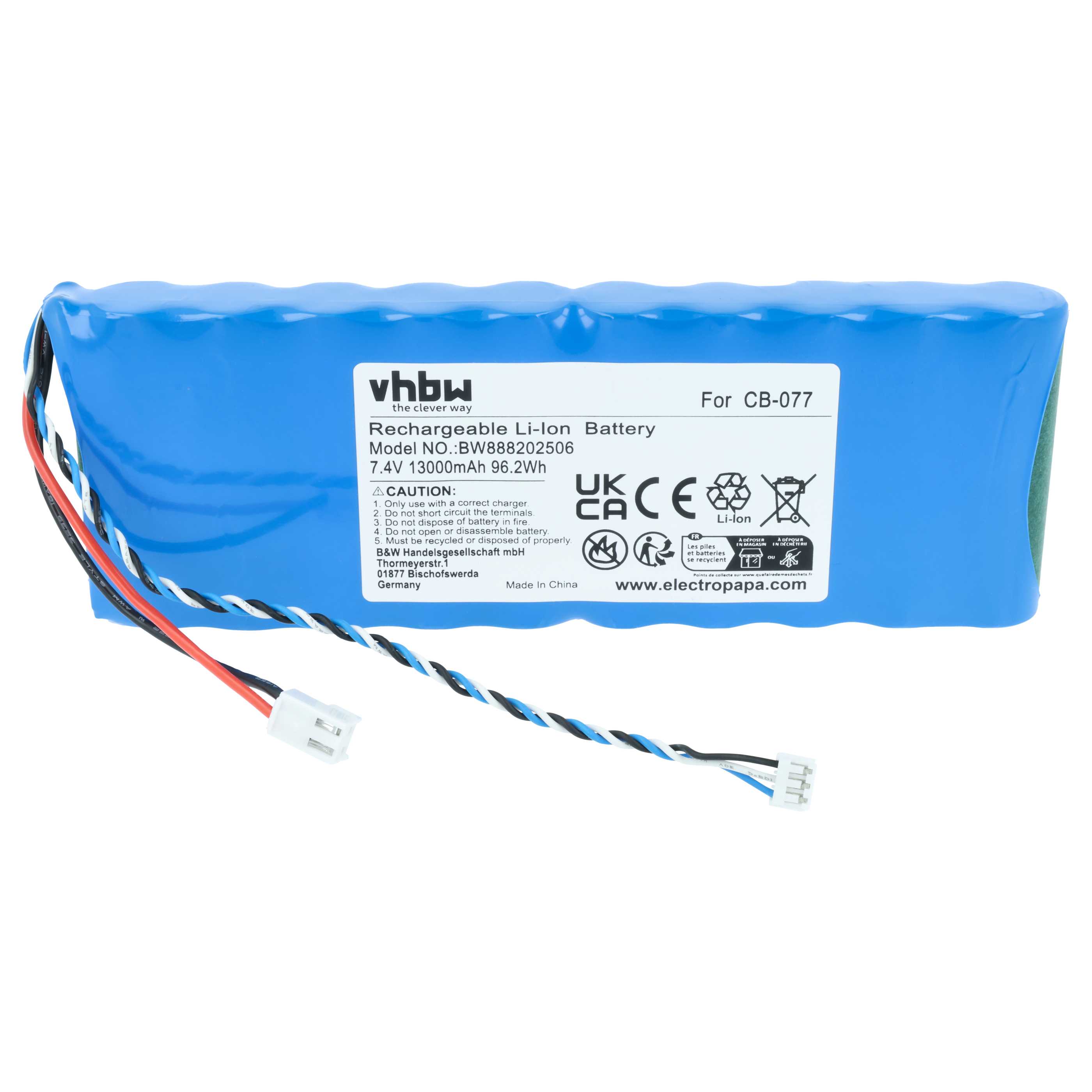 Laser Battery replaces Promax CB-077 - 13000 mAh 7.4 V Li-Ion