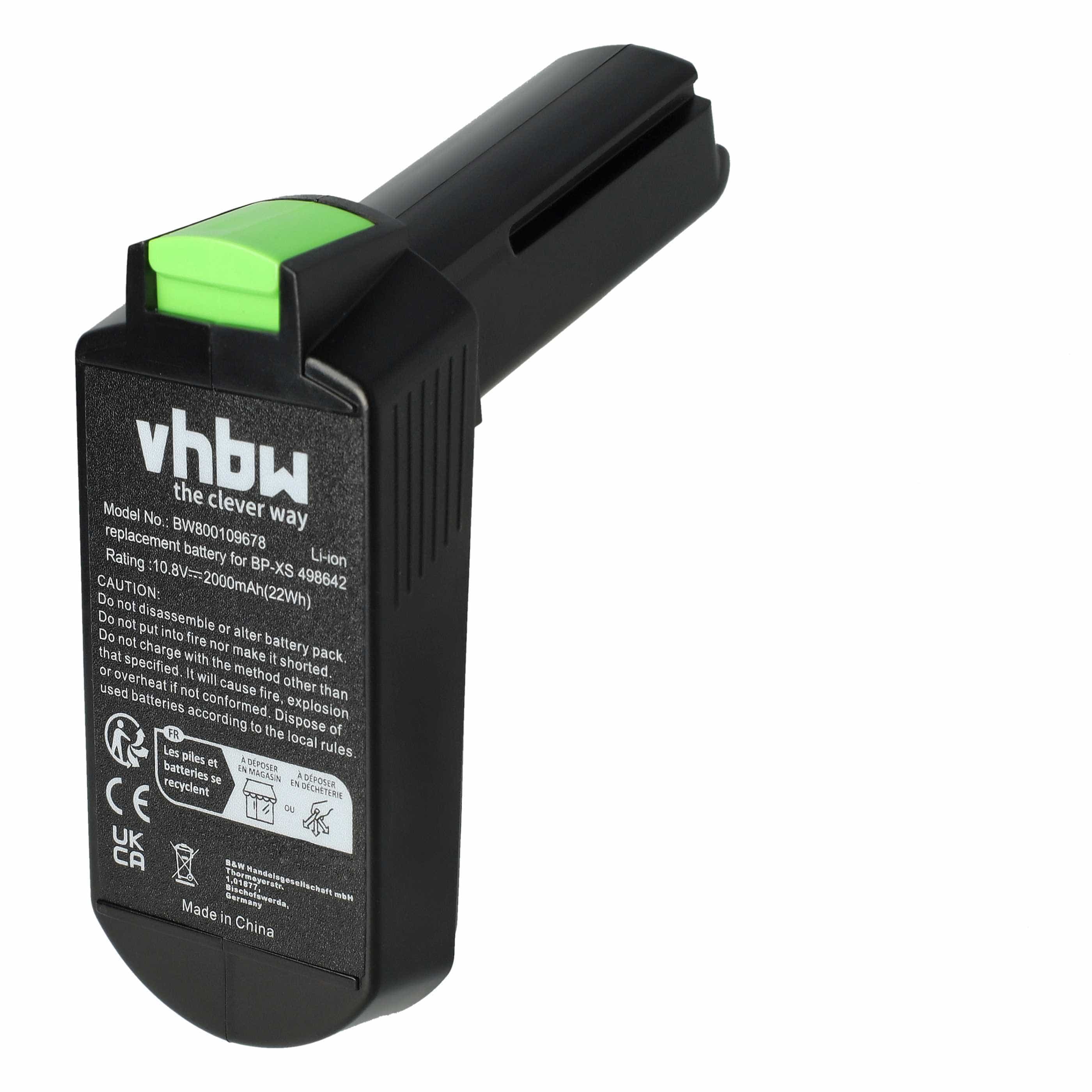 Battery replaces Festool 498642, 498616, 498338, 498336, 498339 Electric Power Tool - 2000 mAh, 10.8 V, Li-Ion