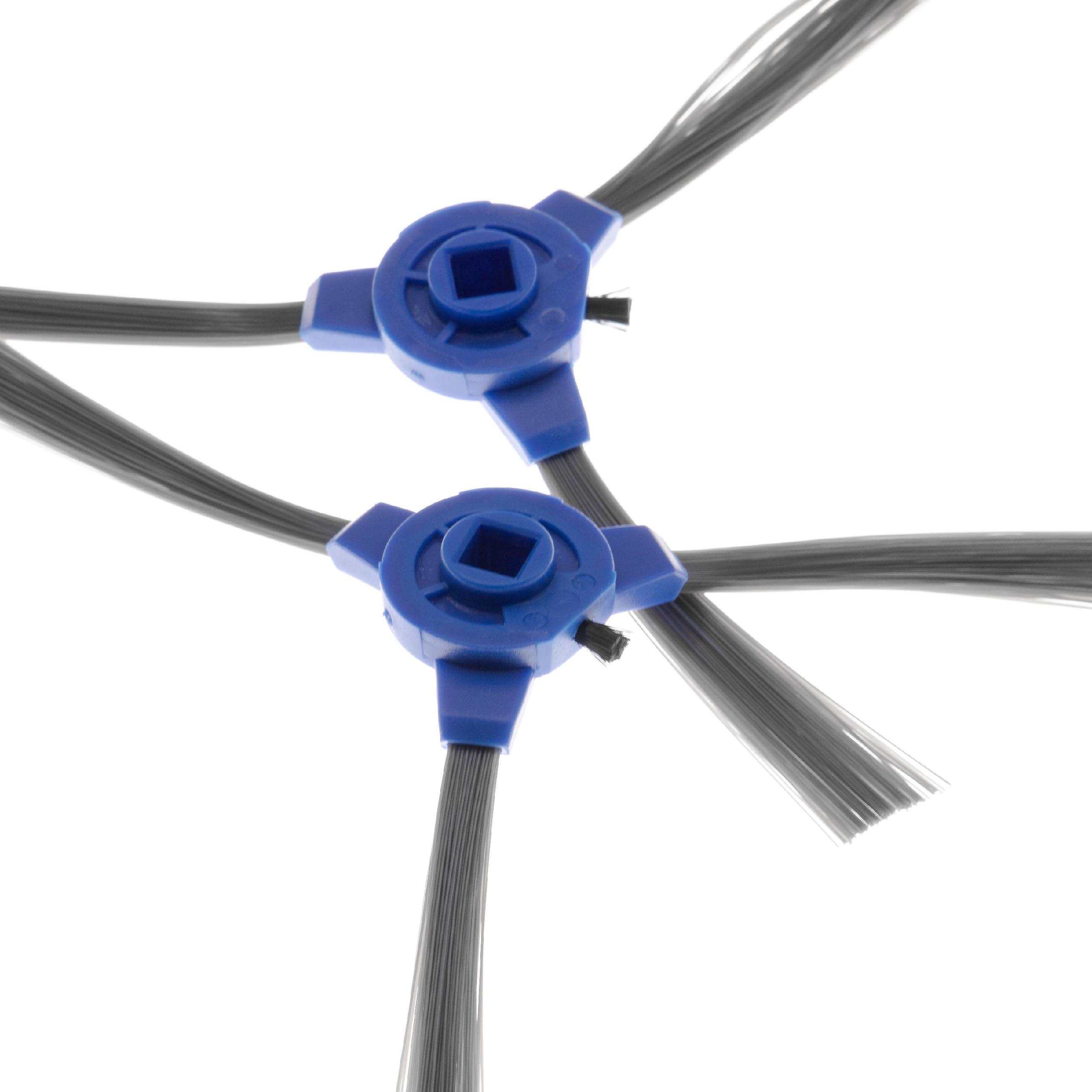 2x Cepillo lateral 3 brazos para robot aspirador Eufy, Tesvor 11S - Set de cepillos negro / gris / azul