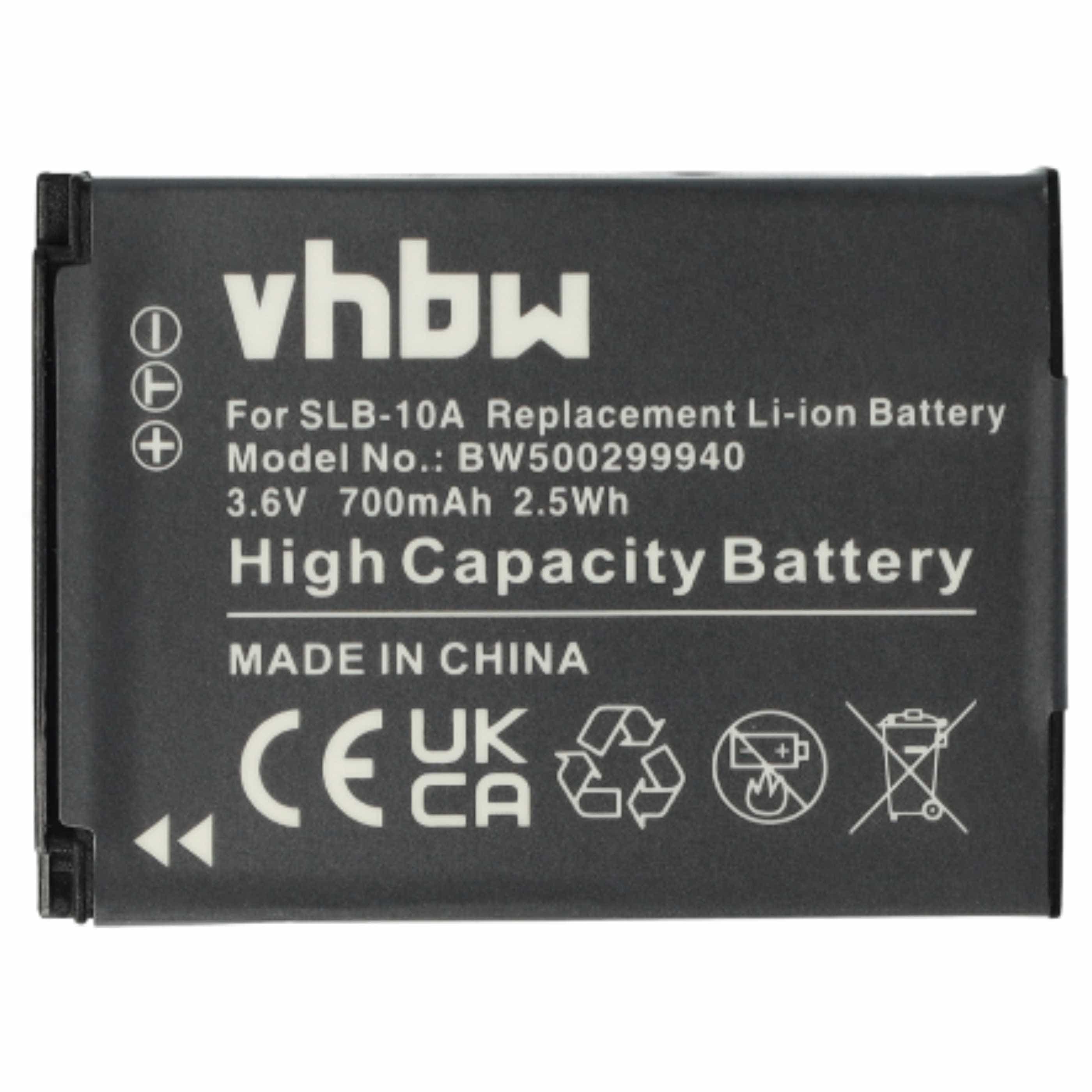 3x Battery replaces Samsung BP-10A, BP10A, SLB-10A - 700mAh, 3.6V, Li-Ion