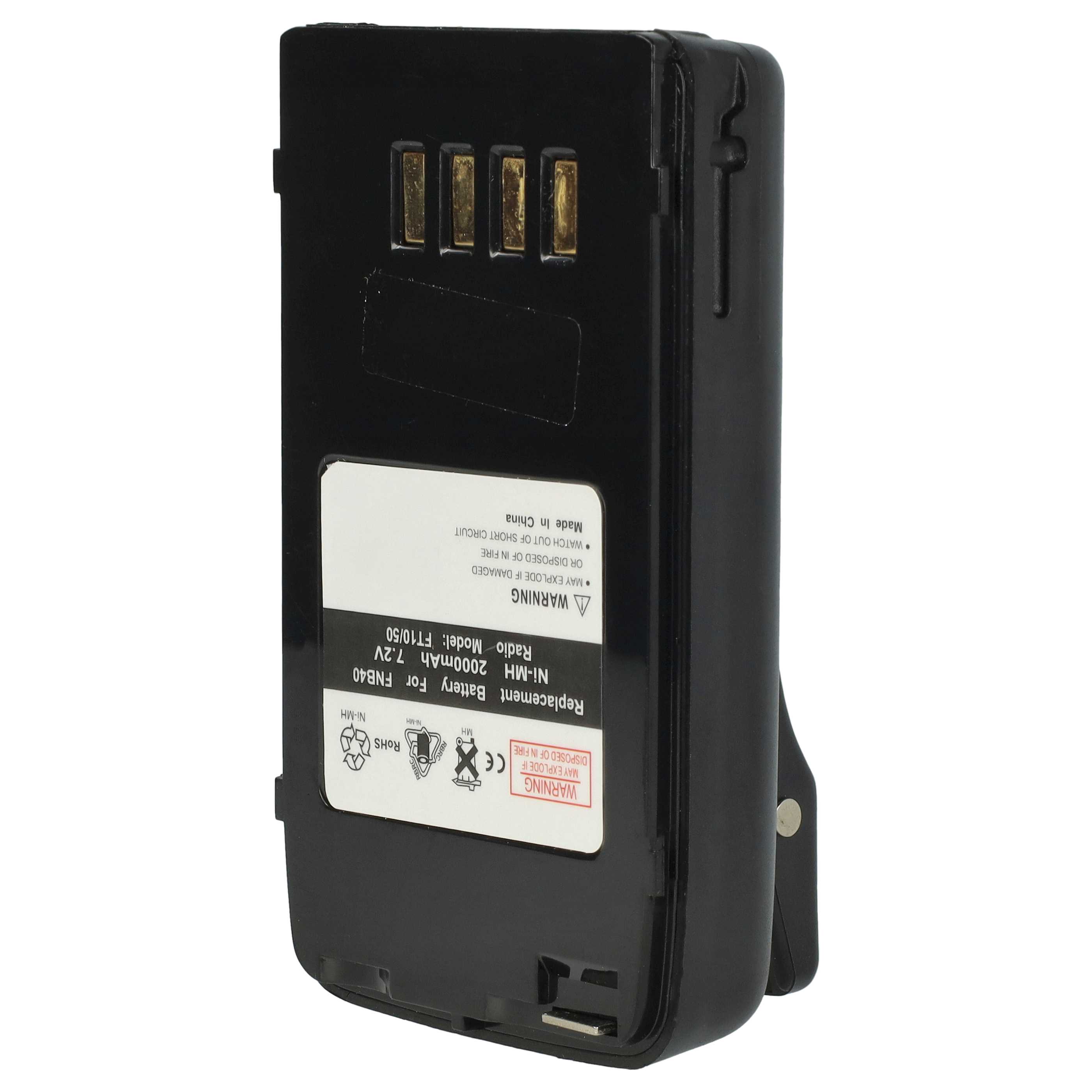 Radio 2x Battery replaces FNB-V47IS, FNB-V49, FNB-47H, FNB-47, FNB-V47 - 2000 mAh 7.2 V NiMH + Belt Clip