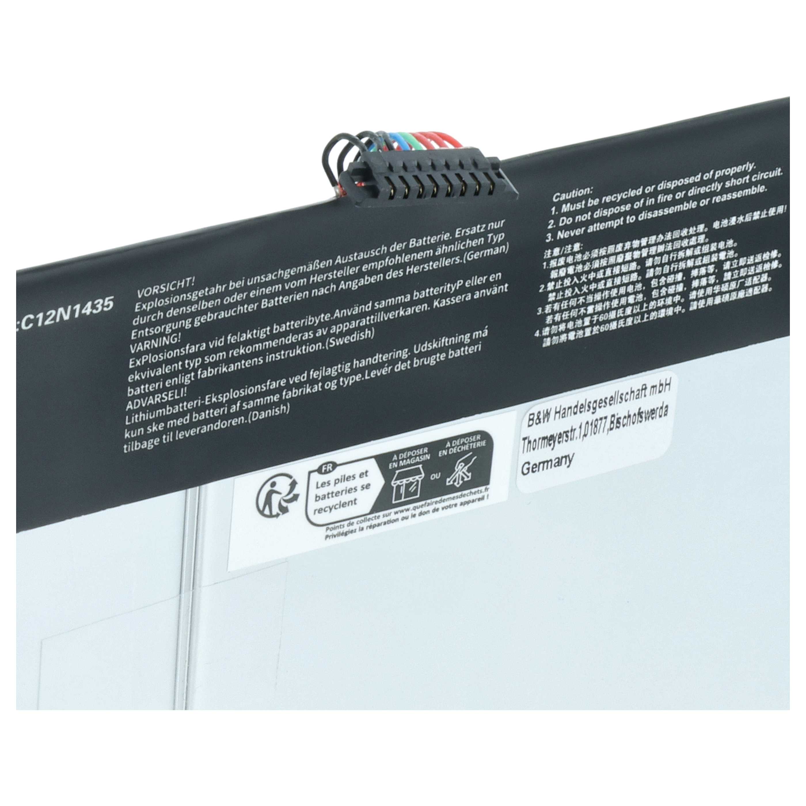 Batteria per tablet sostituisce Asus C12-N1435, C12N1435 - 7800mAh 3,8V Li-Poly