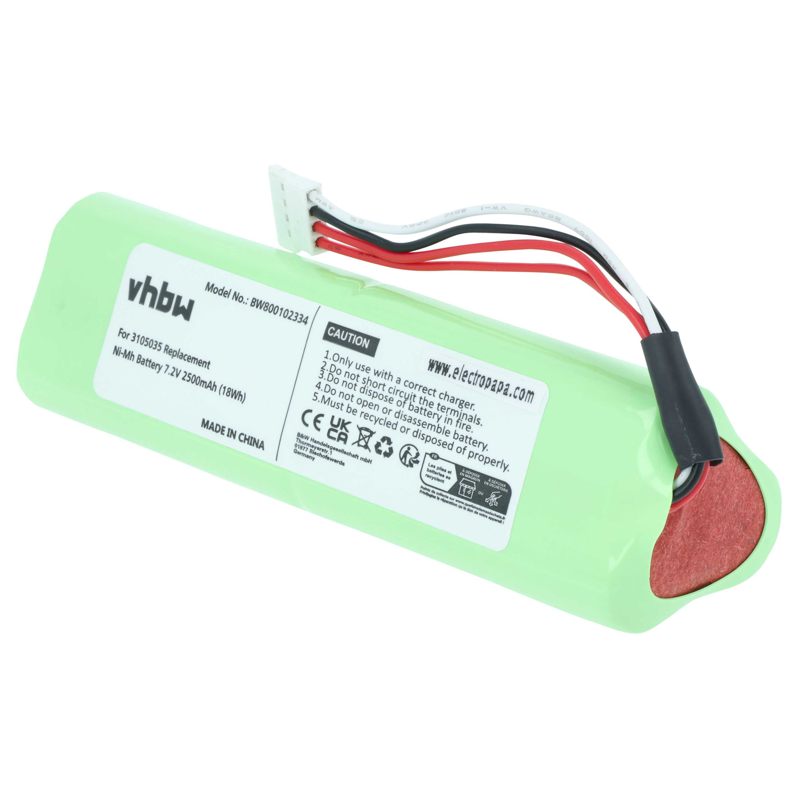 Batería reemplaza Fluke 3105035, 3524222 para dispositivo medición (2500 mAh, 7,2 V, NiMH)