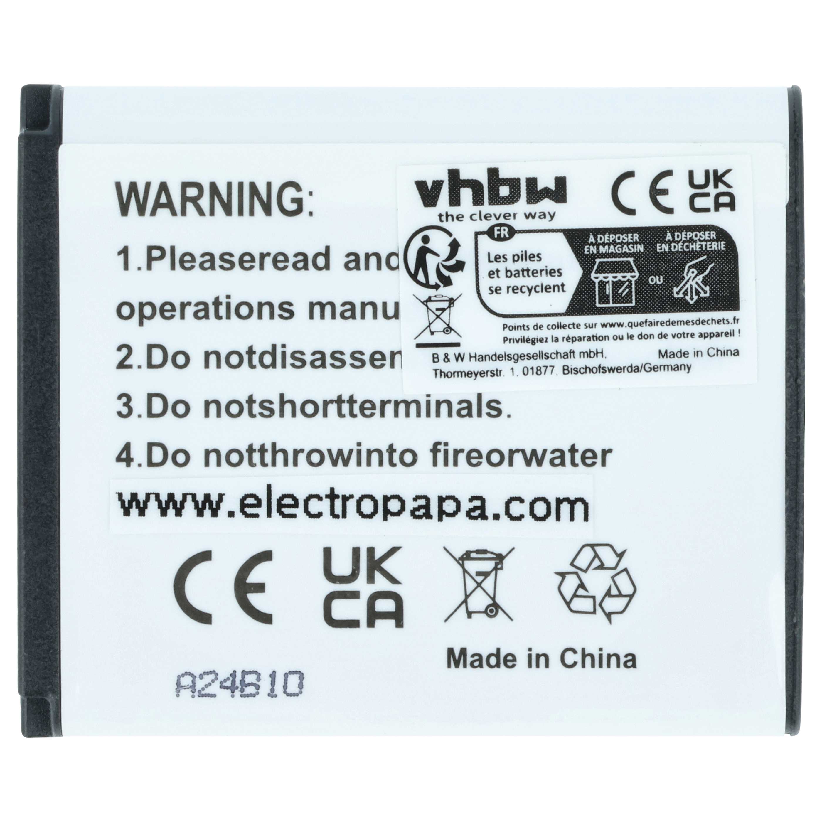 Battery replaces Casio NP-160, NP-110DBA, NP-110, NP-110L - 750mAh, 3.6V, Li-Ion