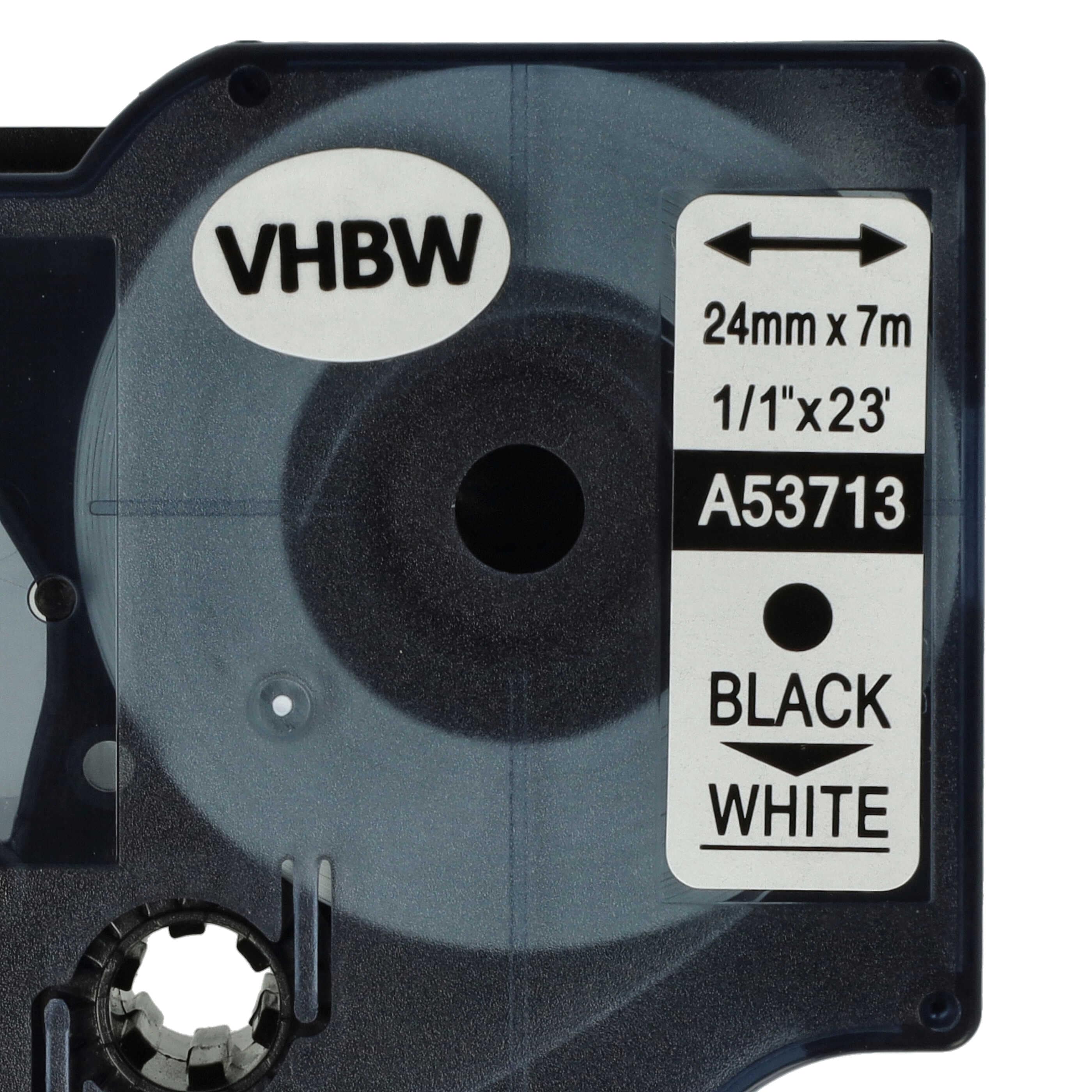 50x Label Tape replaces Dymo D1, 53713 - 24 mm Black to White