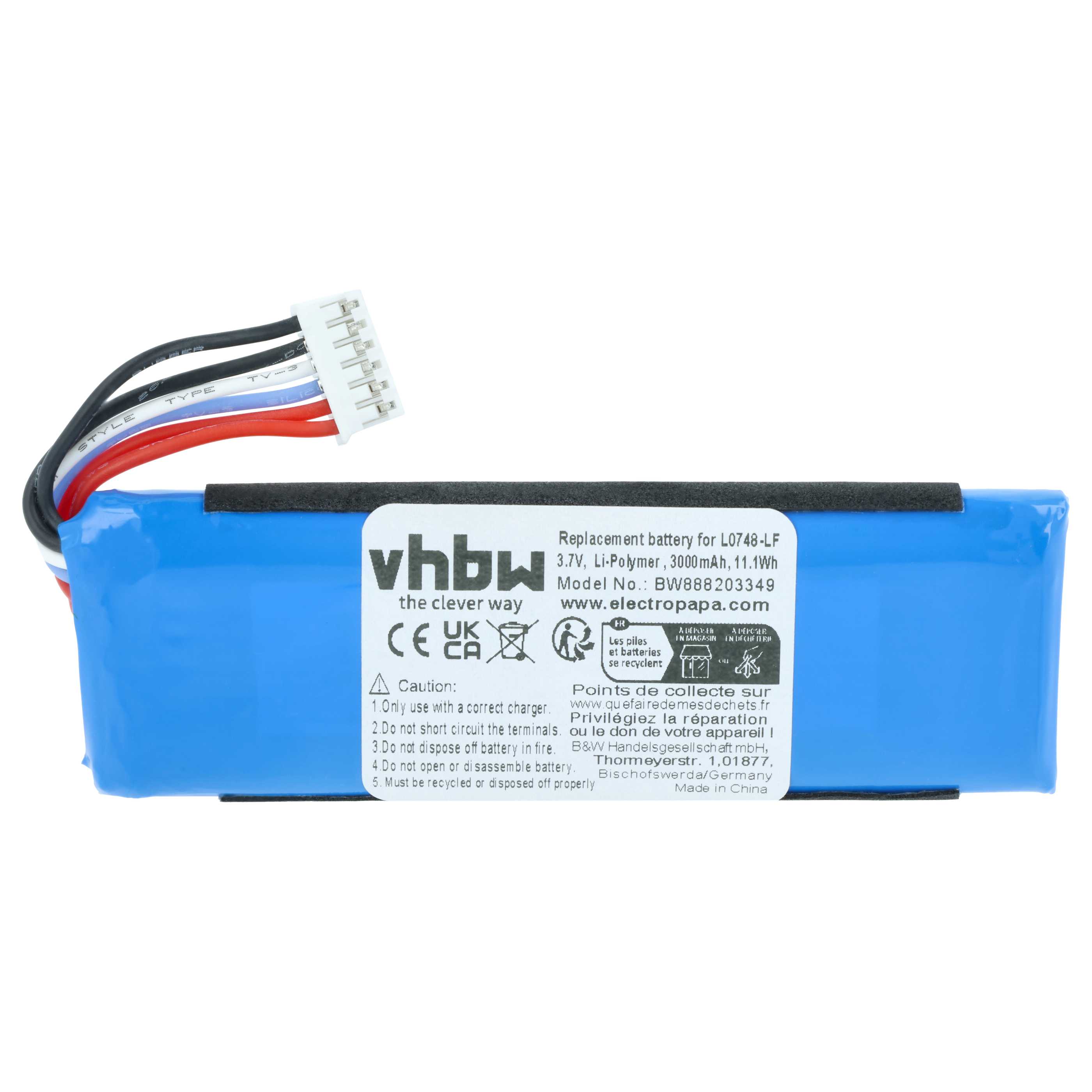 Akumulator do głośnika zamiennik JBL L0748-LF, 02-553-3494 - LiPo 3000mAh