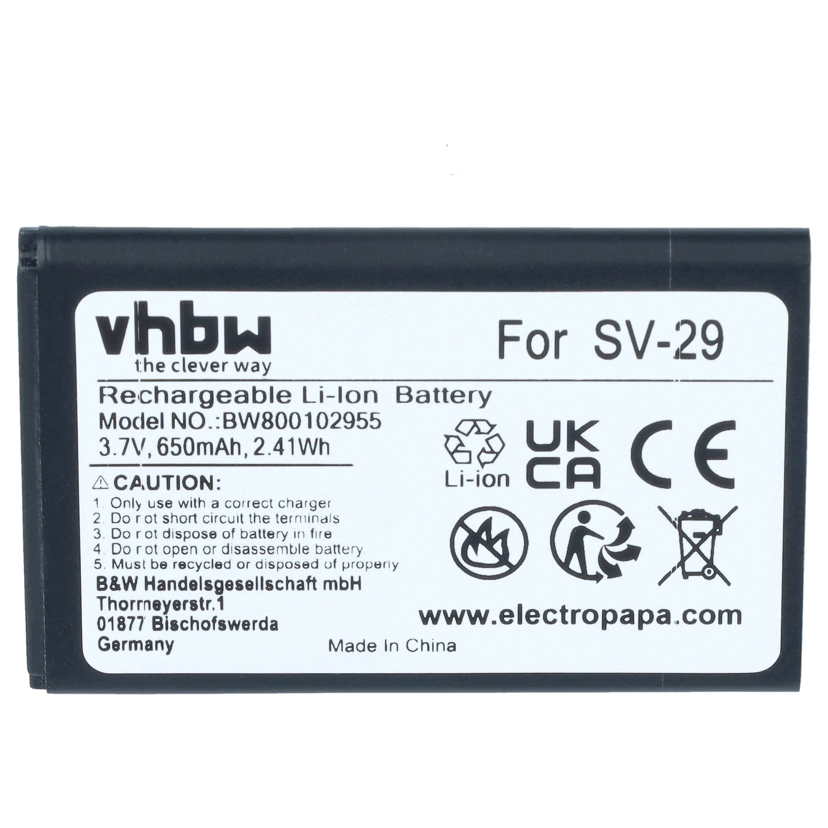 Akku als Ersatz für Swissvoice 043048, C0487, SV20405855 für Swissvoice Telefon - 600mAh 3,7V Li-Ion
