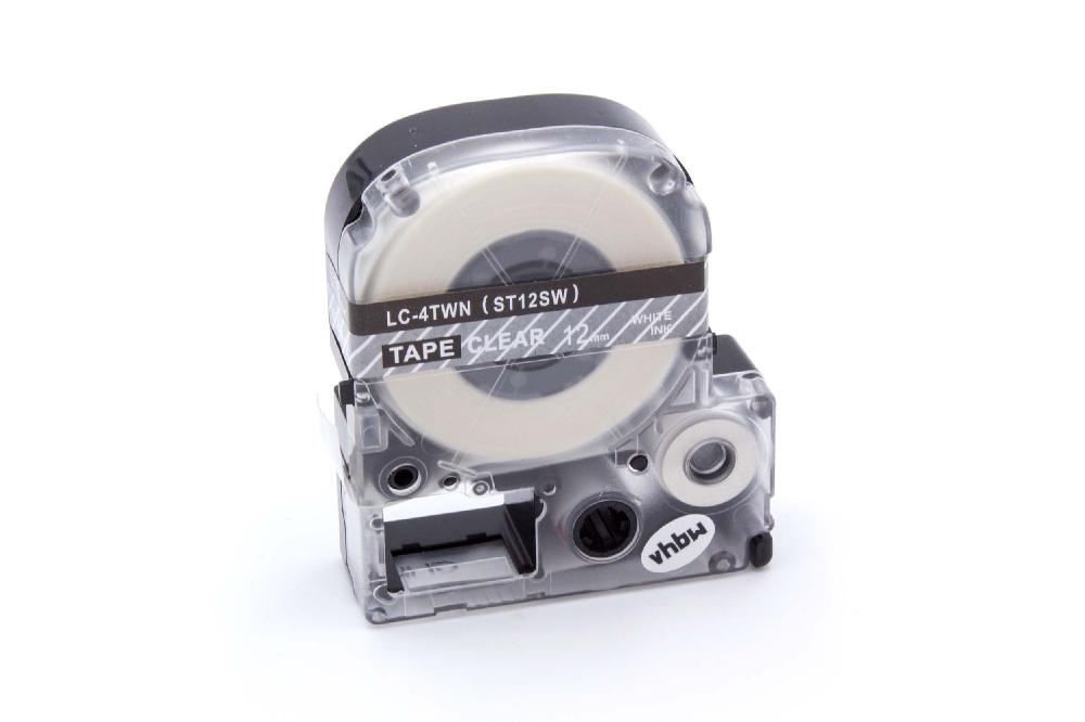 Cassetta nastro sostituisce Epson LC-4TWN per etichettatrice Epson 12mm bianco su trasparente