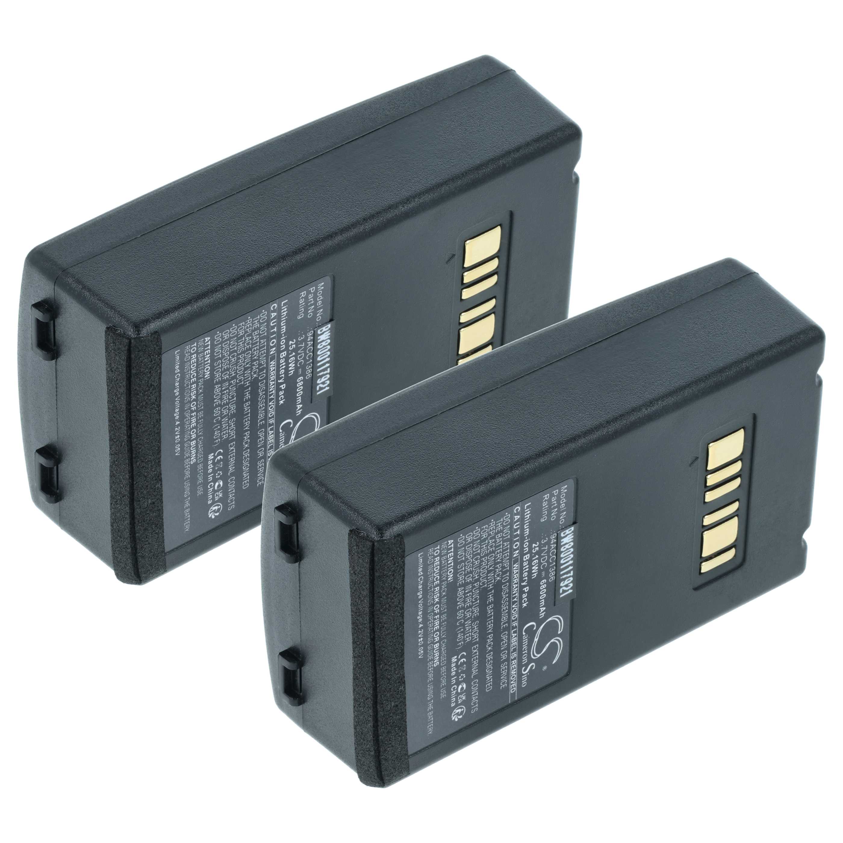 2x Battery replaces Datalogic 94ACC1386, BT-26, BT-10 for Datalogic Barcode Scanner POS - 6800 mAh 3.7 V