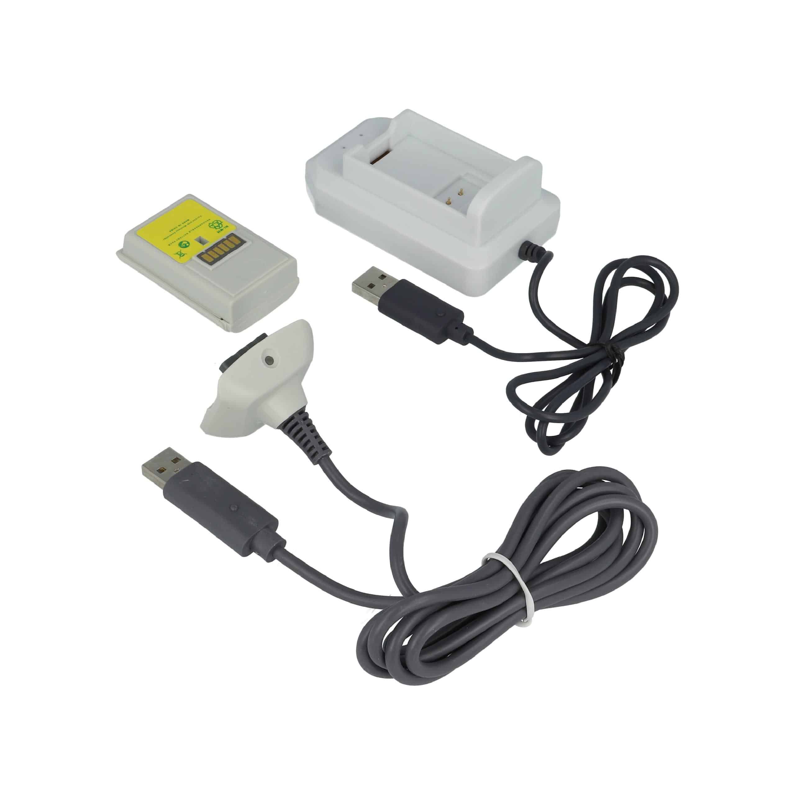 vhbw kit Play&Charge - 1x caricabatterie, 1x cavo di alimentazione, 1x batteria nero / bianco / grigio