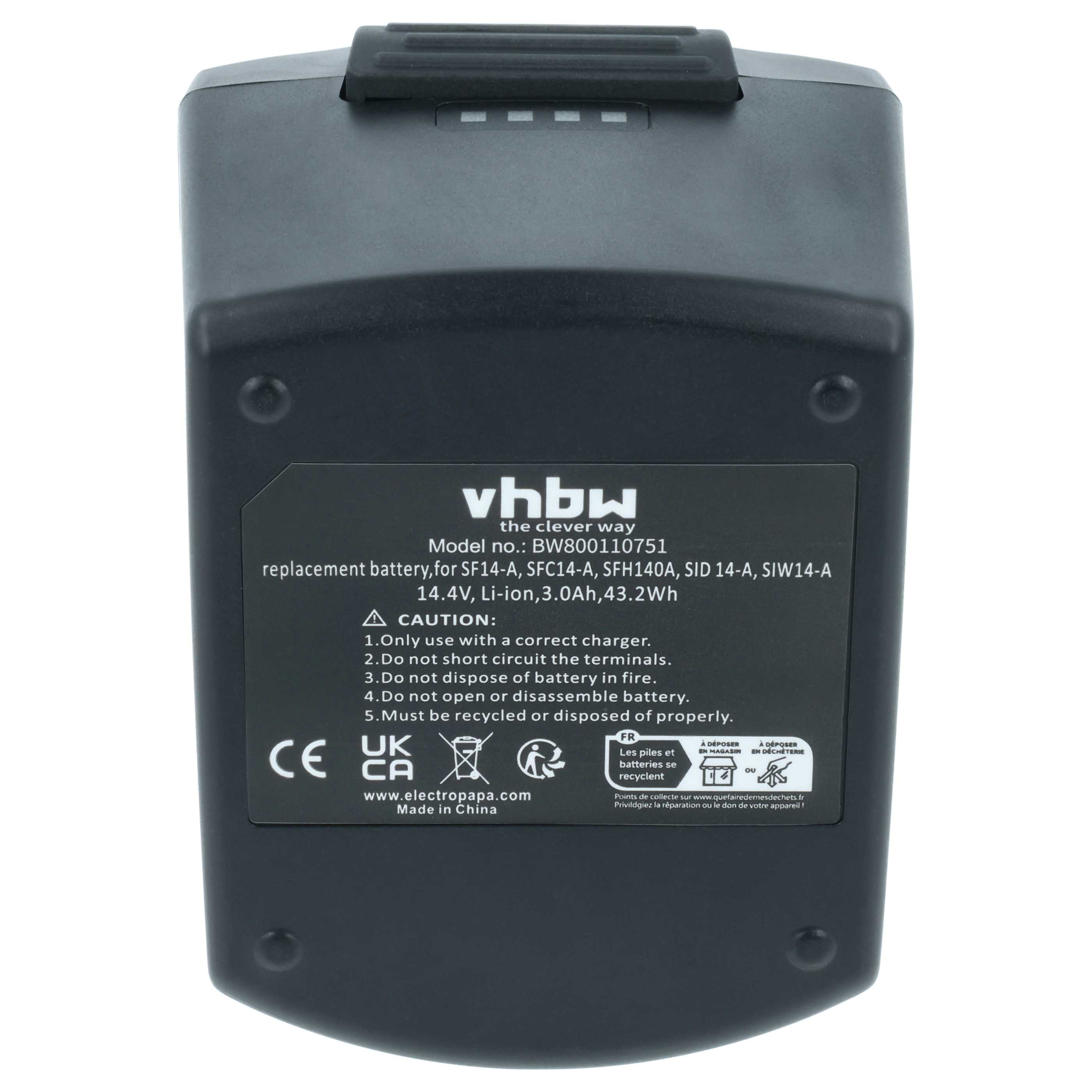Battery replaces Hilti 429788, B14/3.3, 418263 Electric Power Tool - 3000 mAh, 14.4 V, Li-Ion