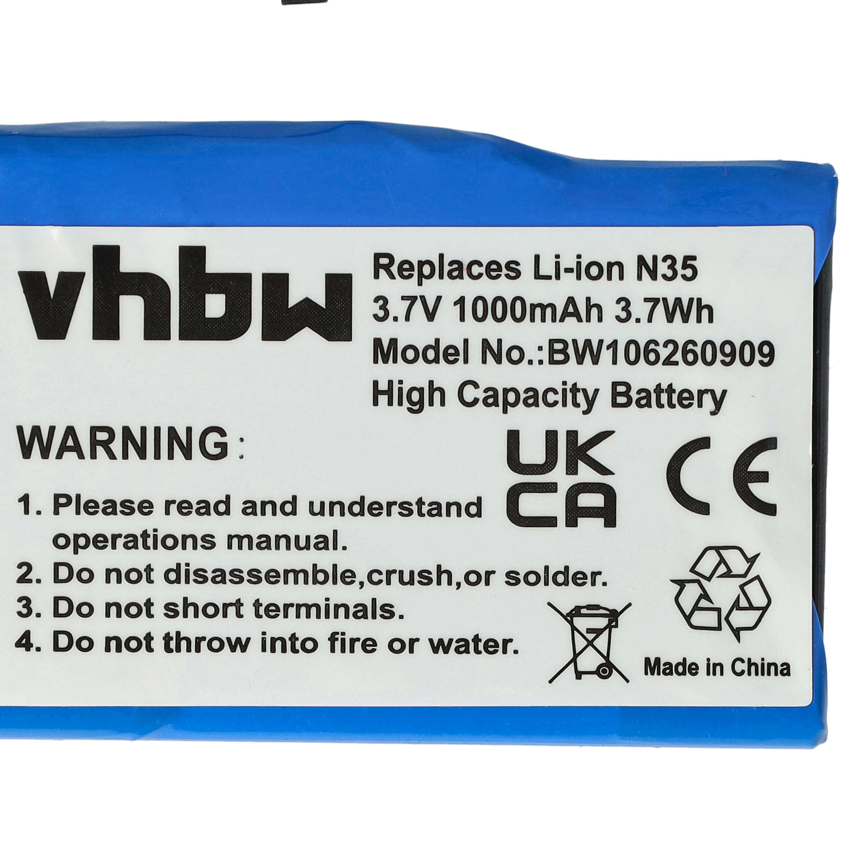 Batteria per navigatore Acer, Typhoon, Yakumo N35 - 1000mAh 3,7V Li-Ion
