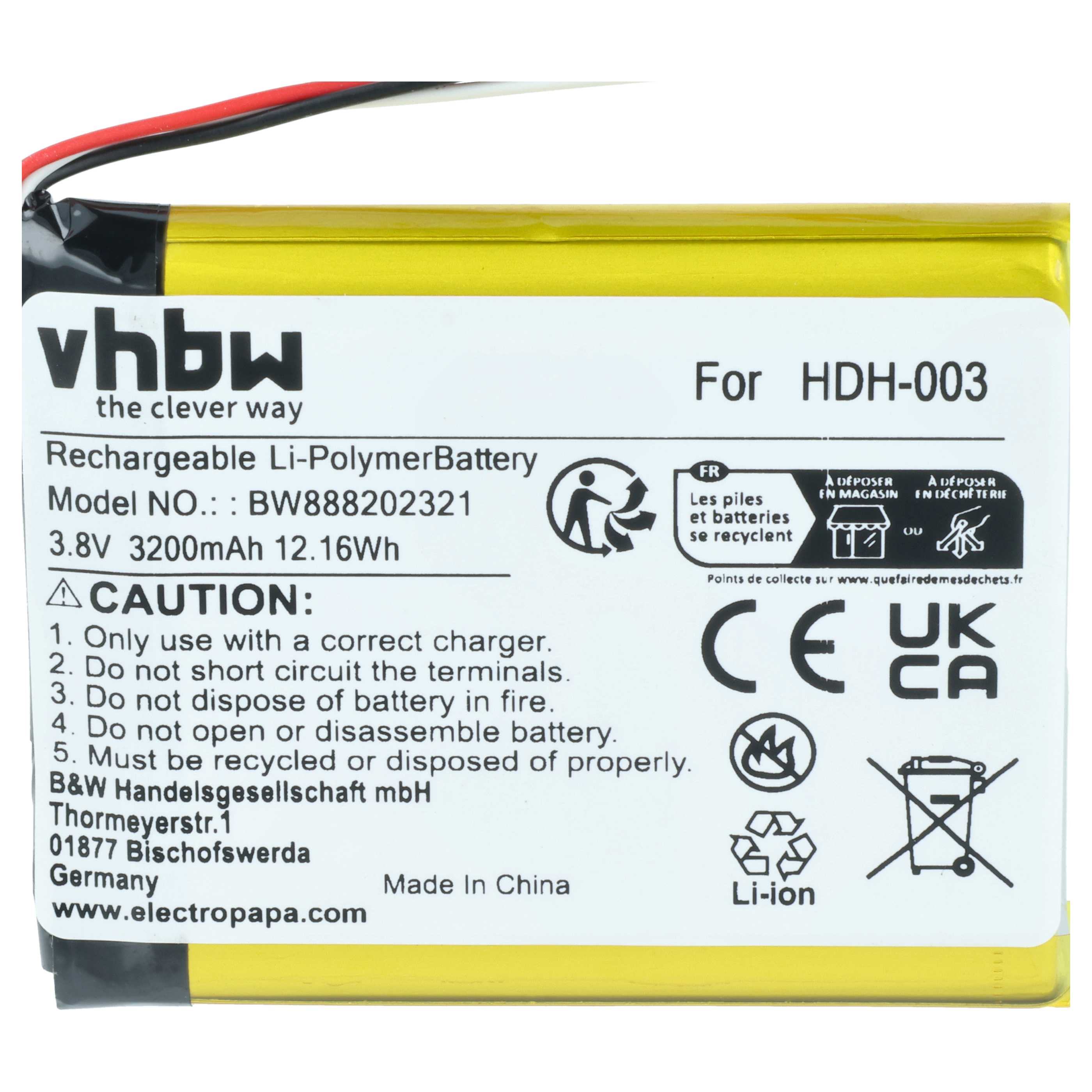 Batteria sostituisce Nintendo HDH-A-BPHAT-C0, HDH-003 per console di gioco - 3200mAh 3,8V Li-Poly