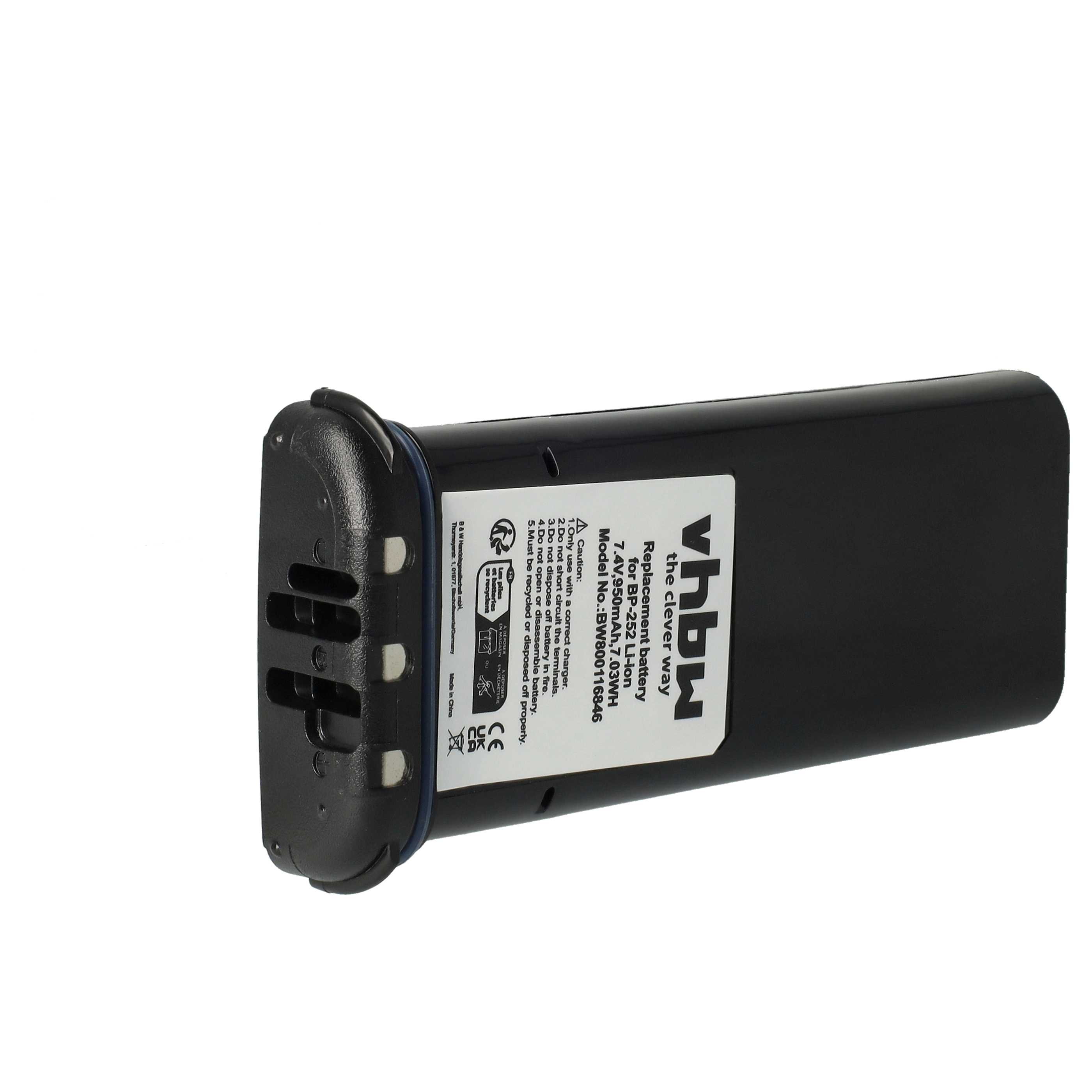 Batterie remplace Icom BP-252 pour radio talkie-walkie - 950mAh 7,4V Li-ion