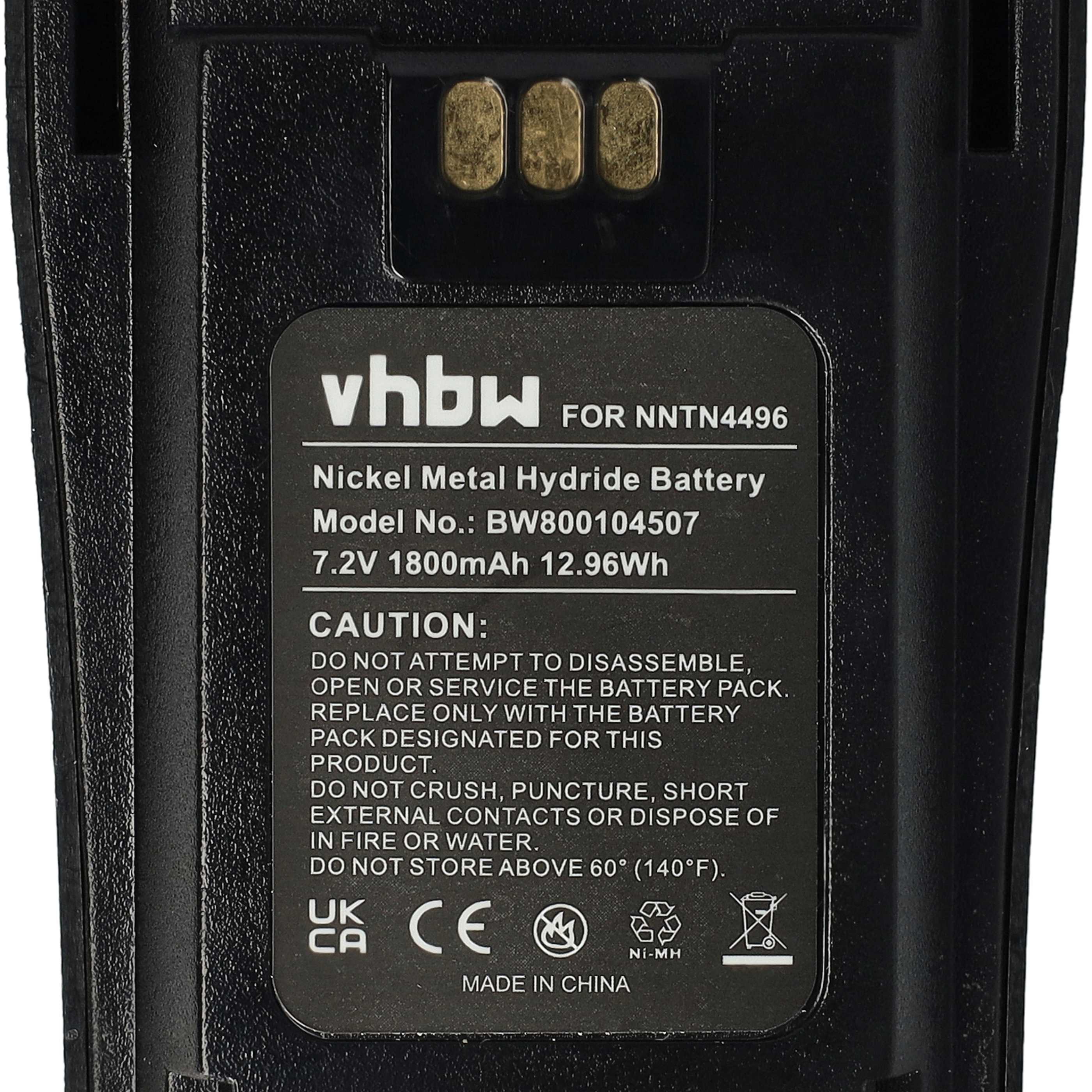 2x Batería reemplaza Motorola MNN4254AR, NNTN4496 para radio, walkie-talkie Motorola - 1800 mAh 7,2 V NiMH