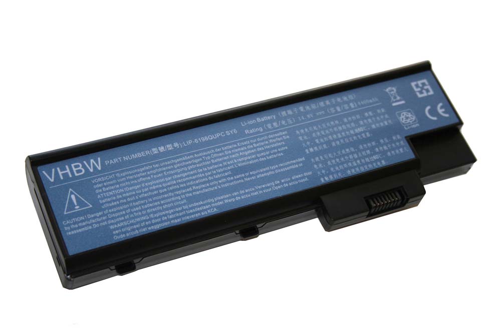 Notebook Battery Replacement for Acer 4UR18650F-2-QC218, 3UR18650Y-2-QC236 - 4400mAh 14.8V Li-Ion, black