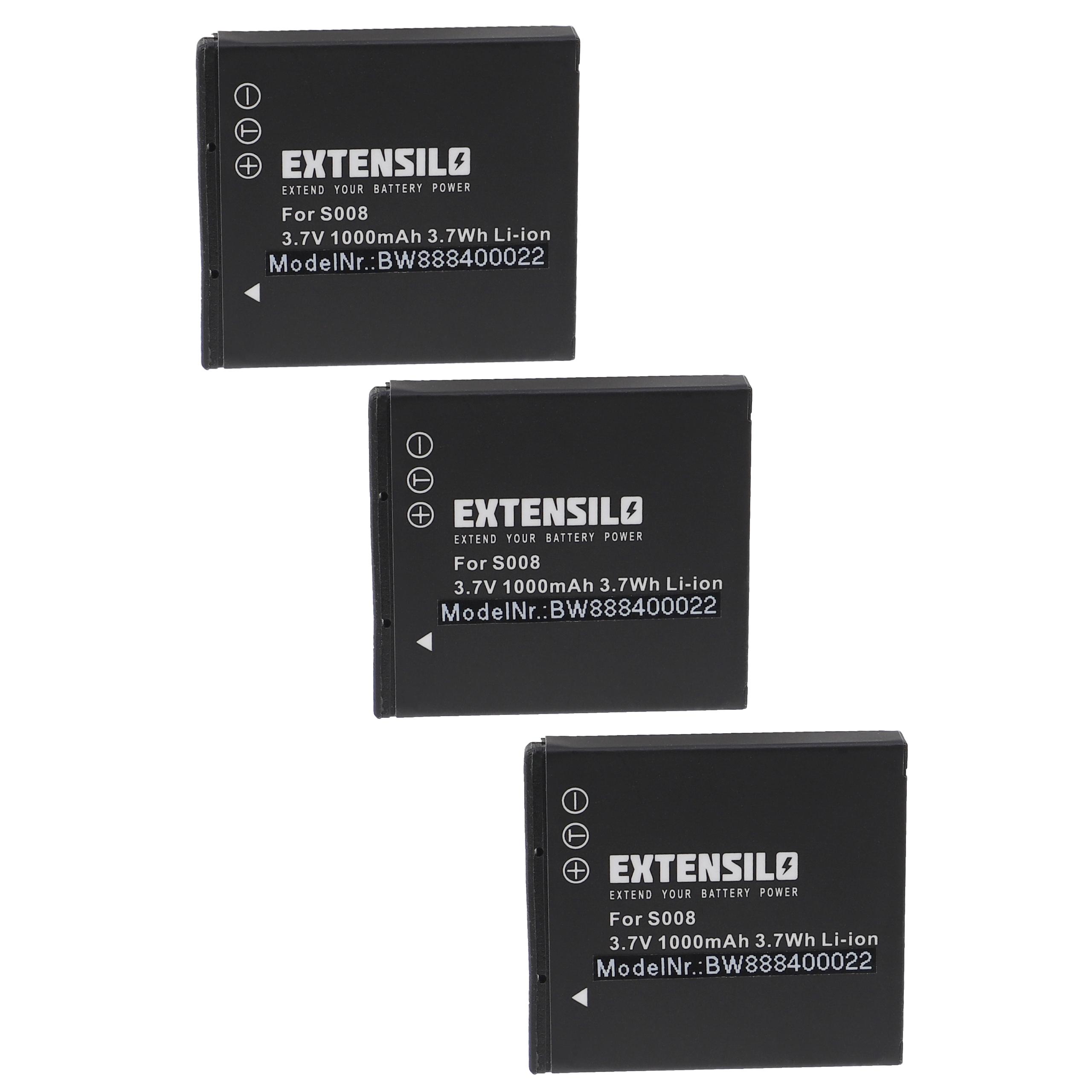 3x Battery replaces Leica BP-DC6 - 1000mAh, 3.7V, Li-Ion