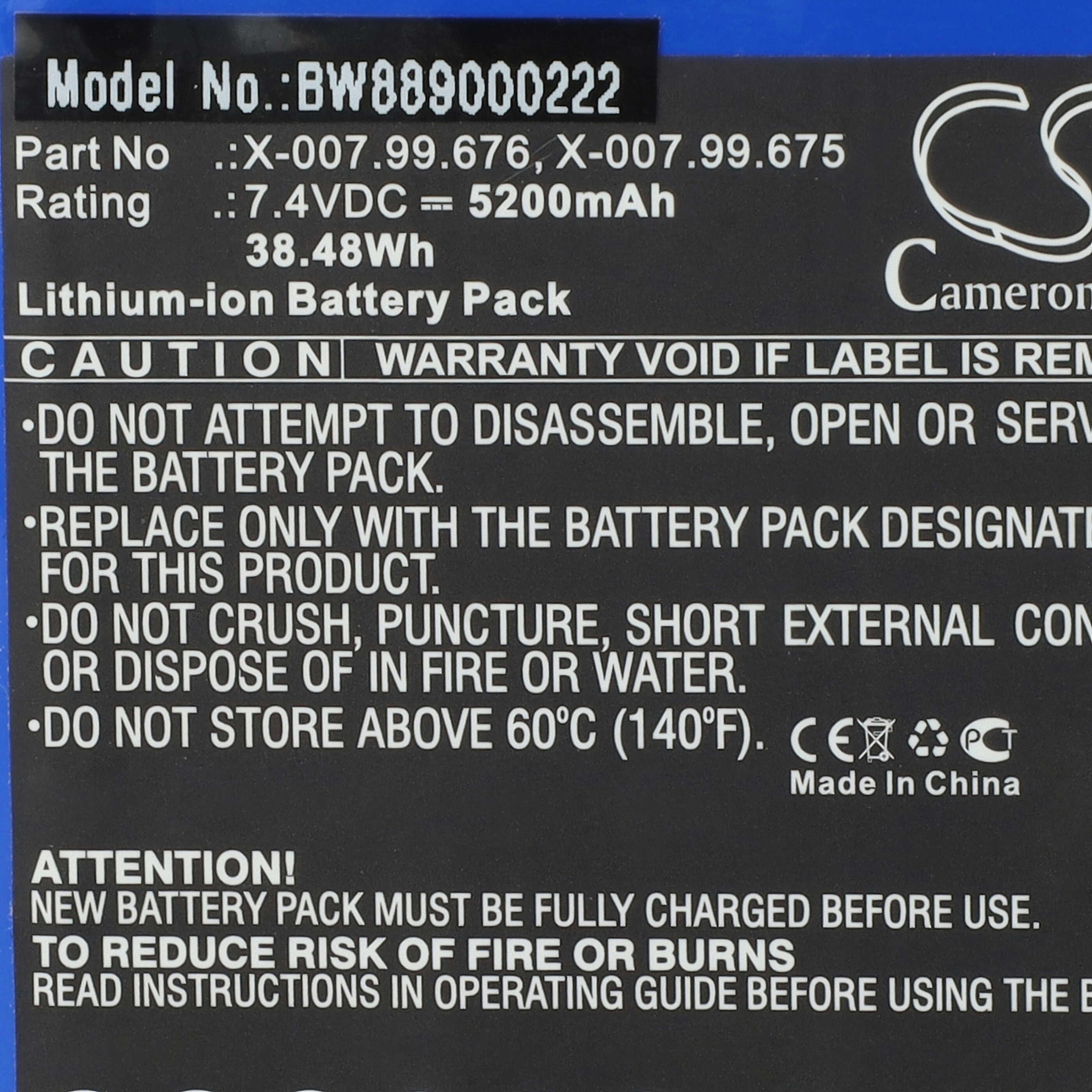 Akku als Ersatz für Heine X-007.99.676, X-007.99.675 für Heine - 5200mAh 7,4V Li-Ion