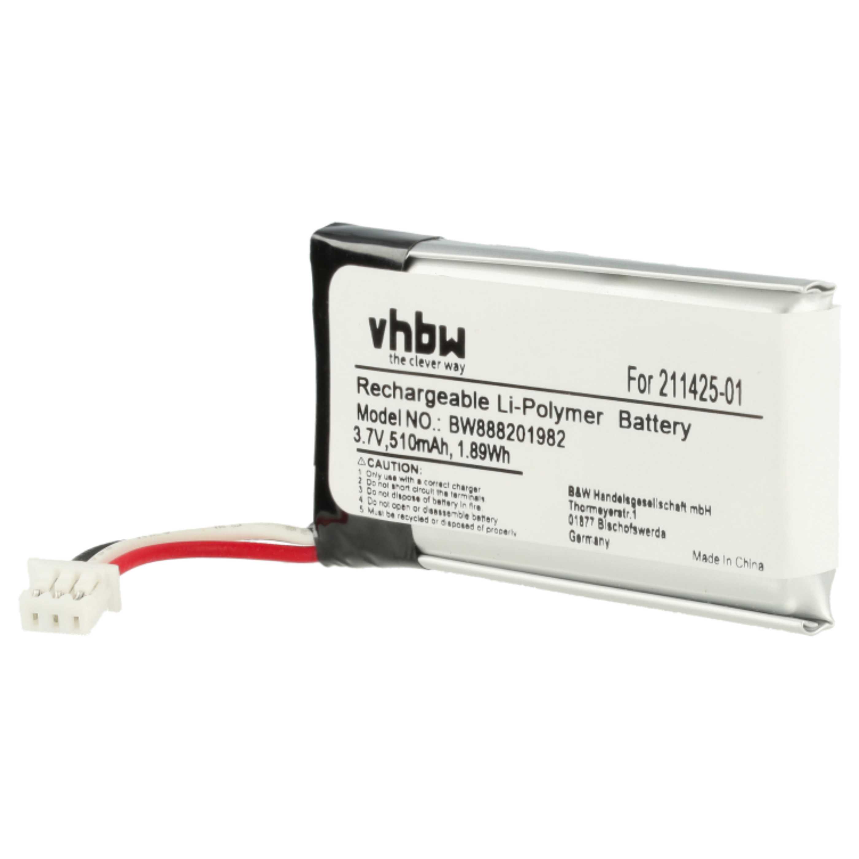 2x Akumulator do słuchawek bezprzewodowych zamiennik Plantronics 211425-01, 202555-01 - 510 mAh 3,7 V LiPo