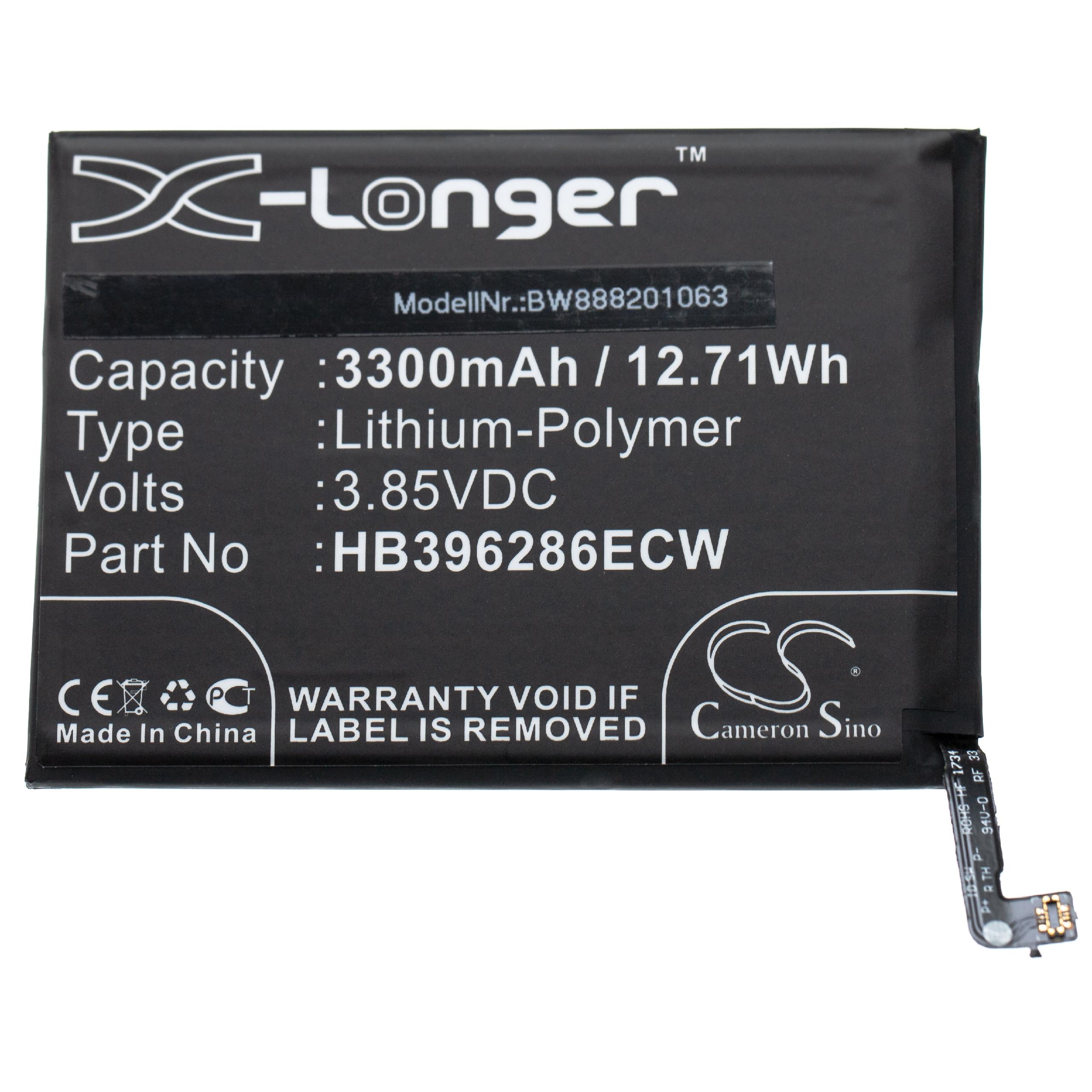Batterie remplace Huawei HB396286ECW pour téléphone portable - 3300mAh, 3,85V, Li-polymère