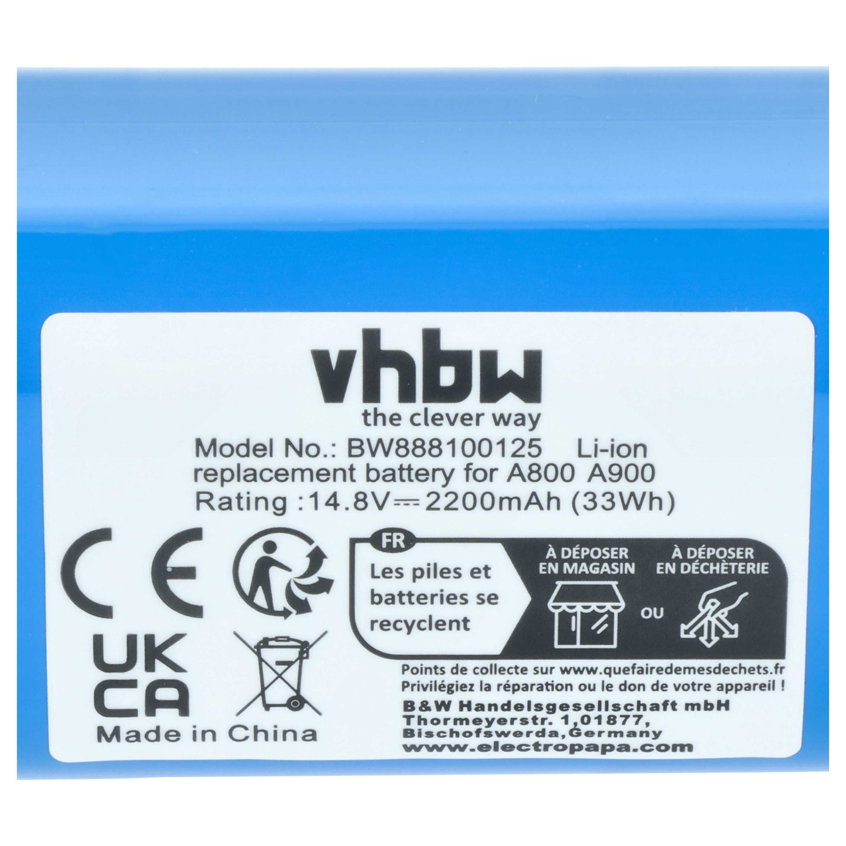 Batteria sostituisce Cecotec CONG1002 per aspirapolvere - 2200mAh 14,8V Li-Ion