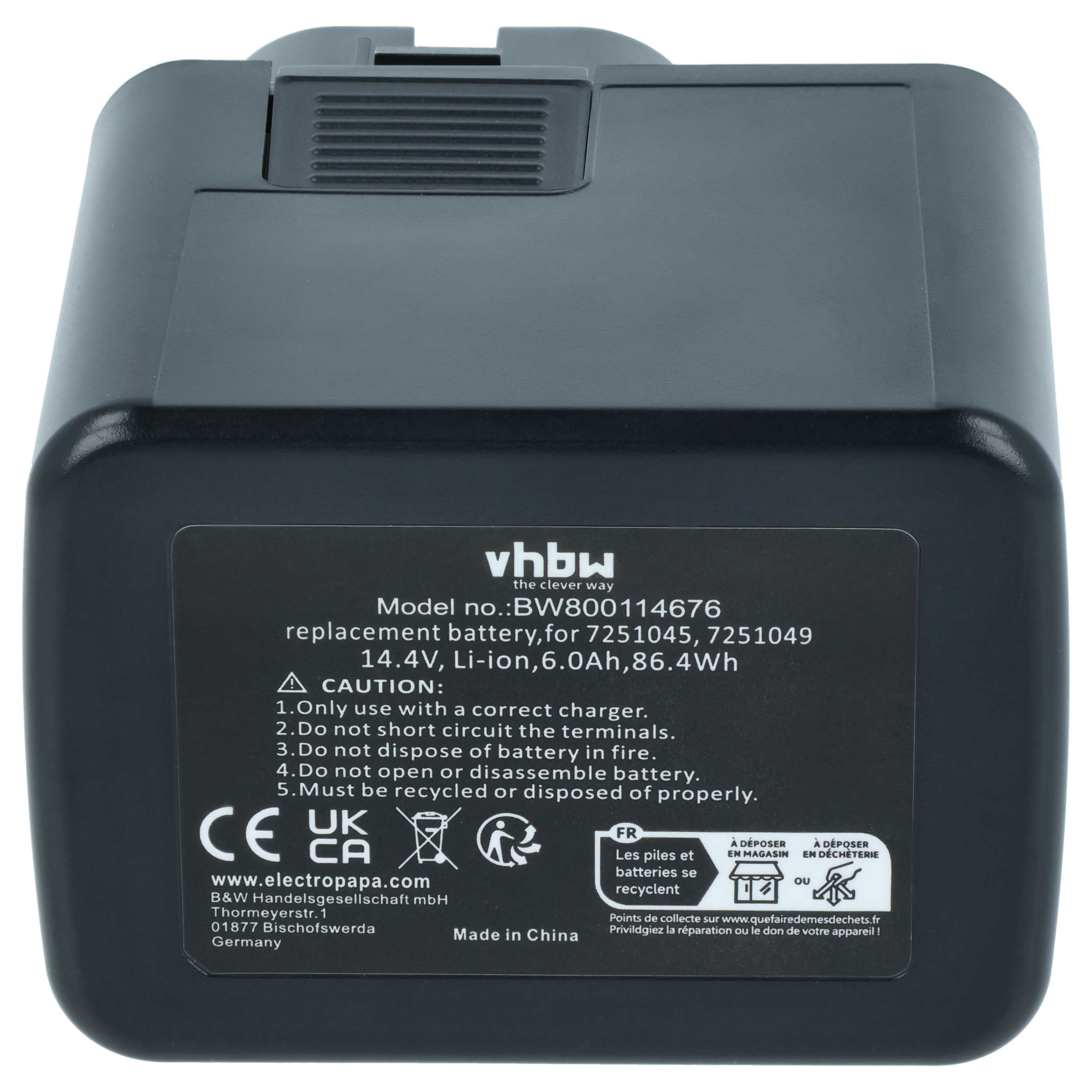 Batterie remplace Gesipa 7251045, 7251049 outil électrique Würth - 6Ah 14,4V Li-ion