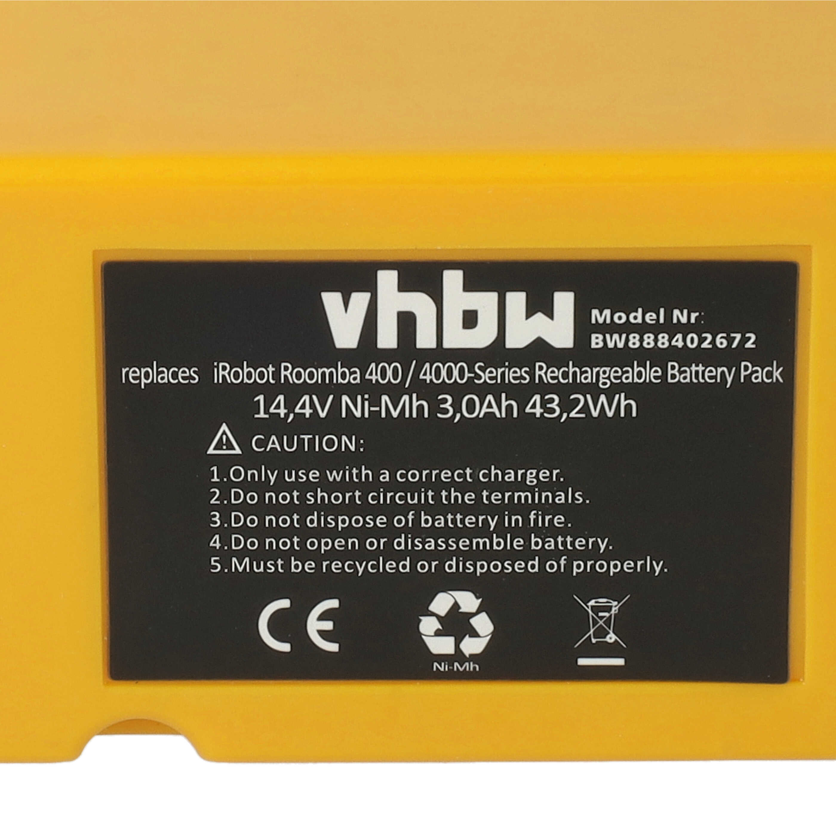 Batterie remplace APS 4905, NC-3493-919, 11700, 17373 pour robot aspirateur - 3000mAh 14,4V NiMH