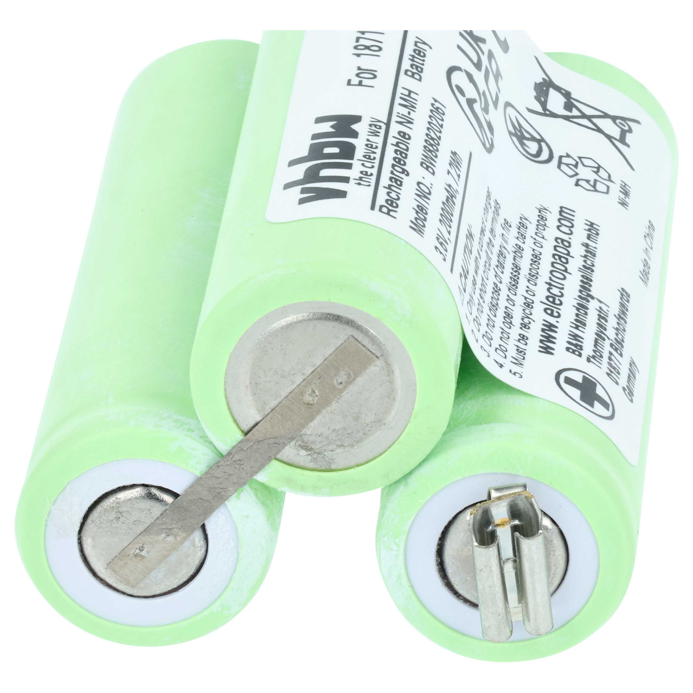 Batterie remplace Moser 1871-7590 tondeuse à cheveux - 2000mAh 3,6V NiMH